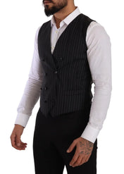 Dolce & Gabbana Formal Vests IT48 | M Dolce & Gabbana Elegant Striped Double-Breasted Dress Vest