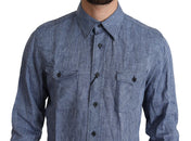 Dolce & Gabbana Linen Shirts IT39 | S Dolce & Gabbana Elegant Striped Linen Button-Down Shirt