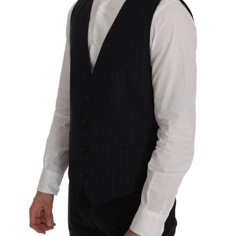 Dolce & Gabbana Formal Vests IT50 | L Dolce & Gabbana Elegant Striped Wool Blend Vest Waistcoat