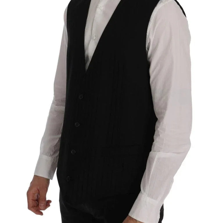 Dolce & Gabbana Formal Vests Dolce & Gabbana Elegant Striped Wool Blend Waistcoat Vest