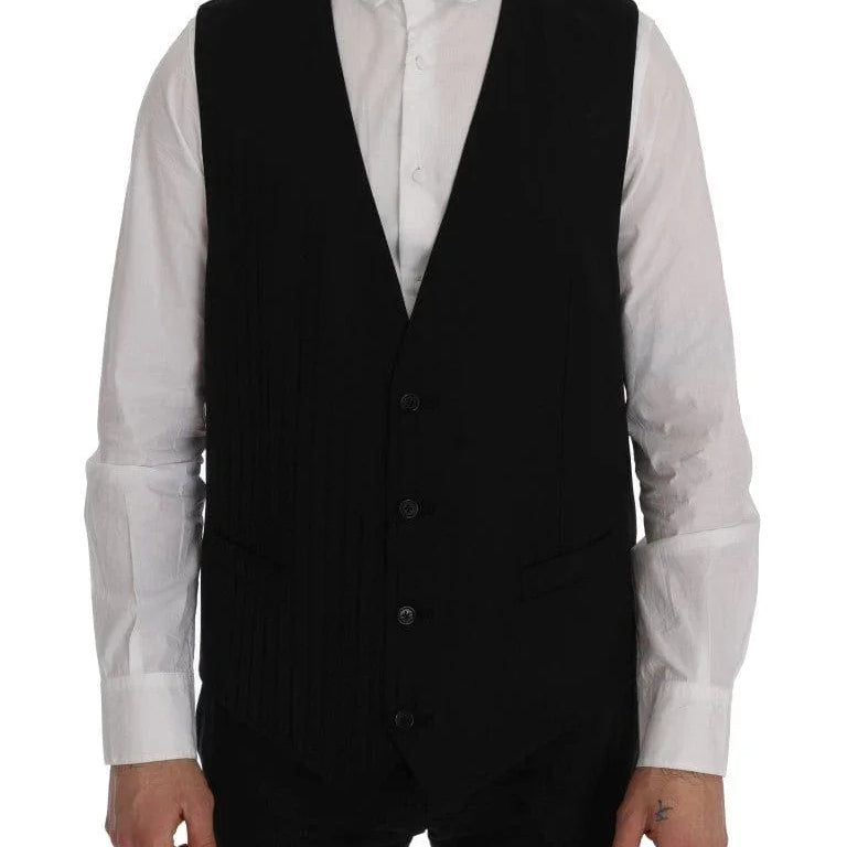 Dolce & Gabbana Formal Vests Dolce & Gabbana Elegant Striped Wool Blend Waistcoat Vest