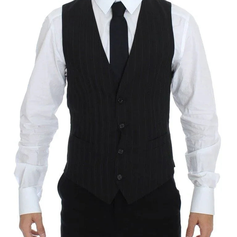 Dolce & Gabbana Formal Vests IT44 | XS Dolce & Gabbana Elegant Striped Wool Dress Vest