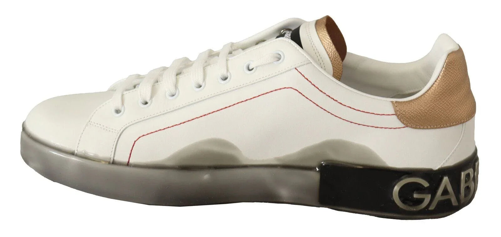 Dolce & Gabbana Sneakers Dolce & Gabbana Elegant White & Gold Leather Sneakers