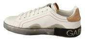 Dolce & Gabbana Sneakers Dolce & Gabbana Elegant White & Gold Leather Sneakers