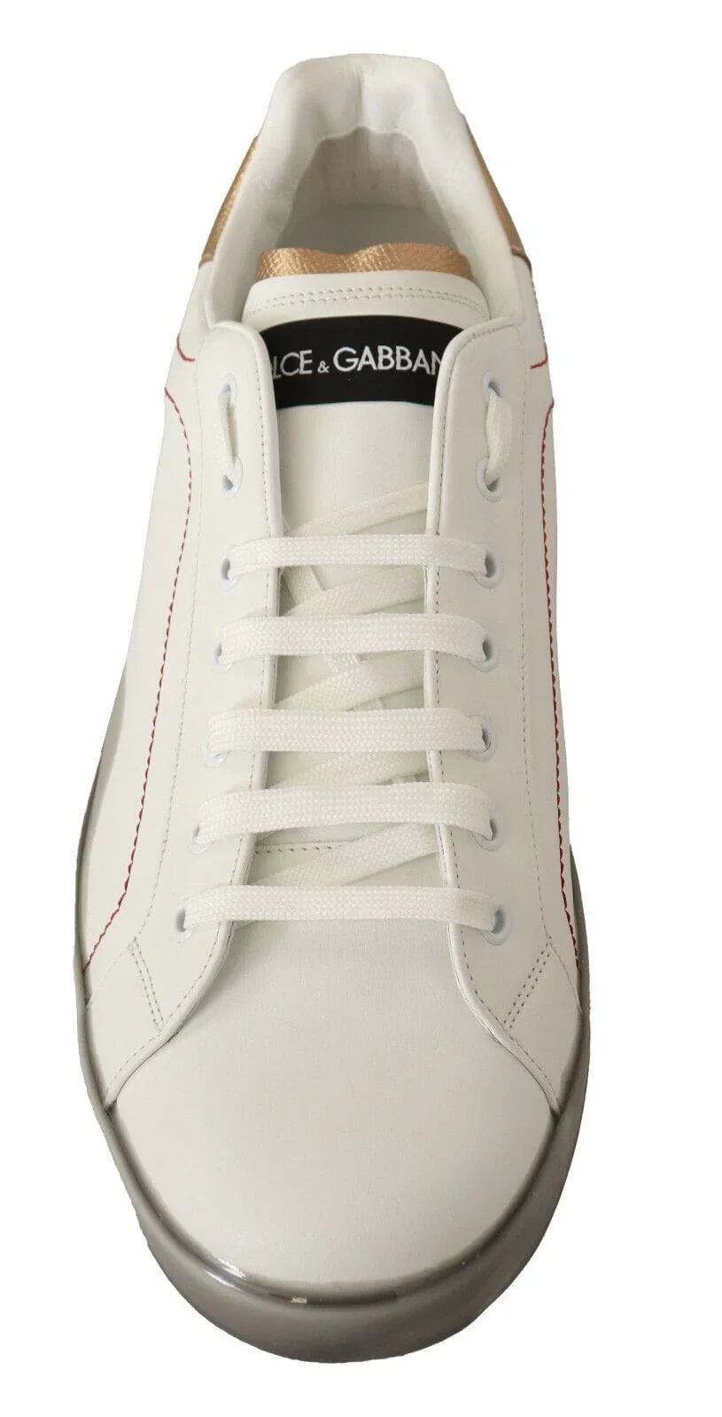 Dolce & Gabbana Sneakers Dolce & Gabbana Elegant White & Gold Leather Sneakers