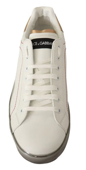 Dolce & Gabbana Sneakers Dolce & Gabbana Elegant White & Gold Leather Sneakers