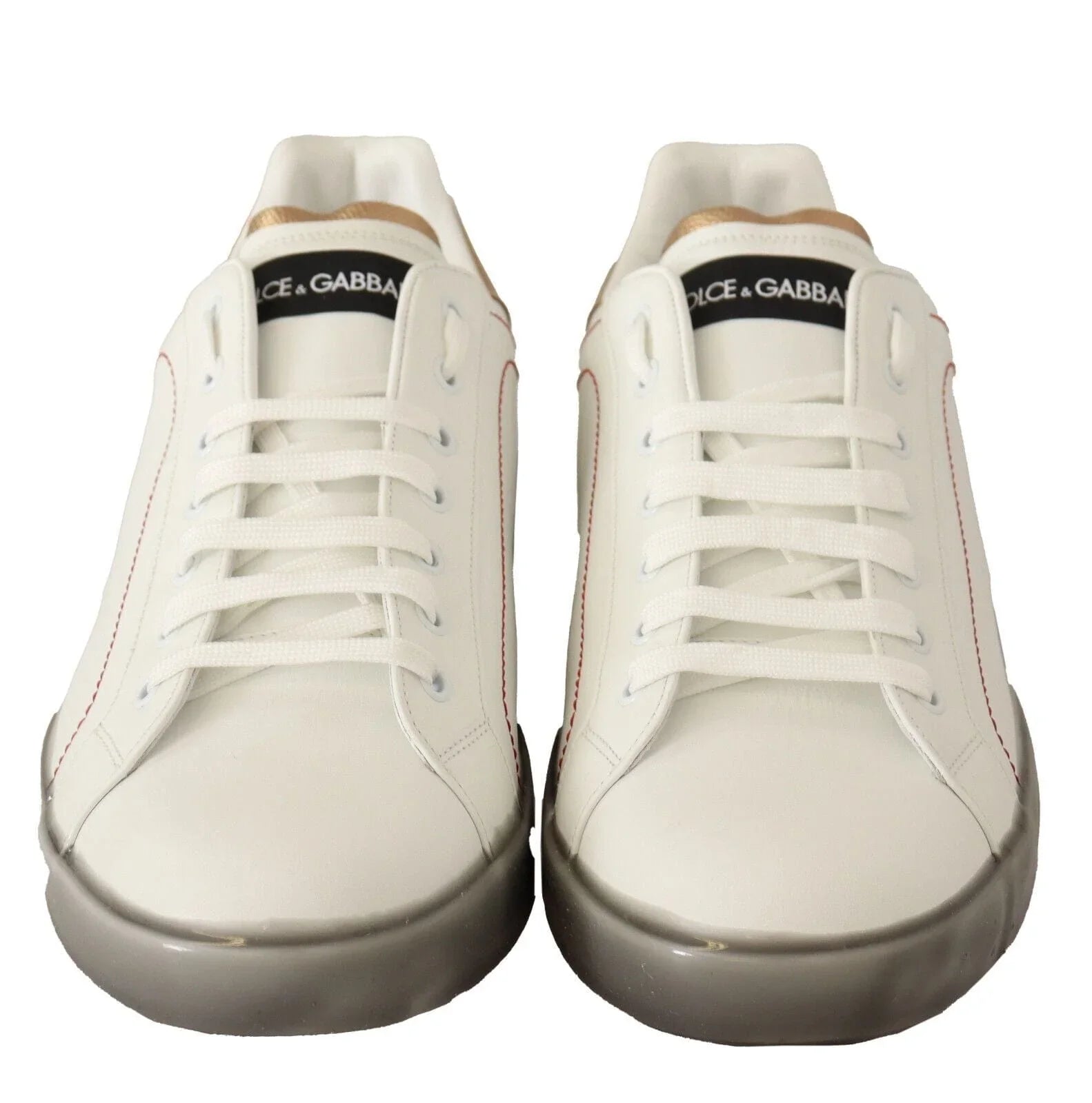 Dolce & Gabbana Sneakers Dolce & Gabbana Elegant White & Gold Leather Sneakers