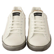Dolce & Gabbana Sneakers Dolce & Gabbana Elegant White & Gold Leather Sneakers