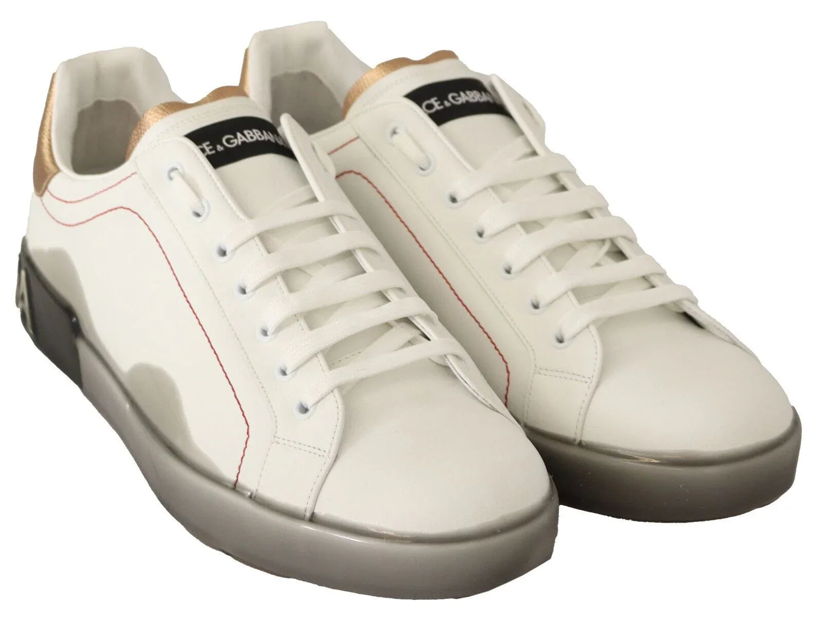 Dolce & Gabbana Sneakers Dolce & Gabbana Elegant White & Gold Leather Sneakers