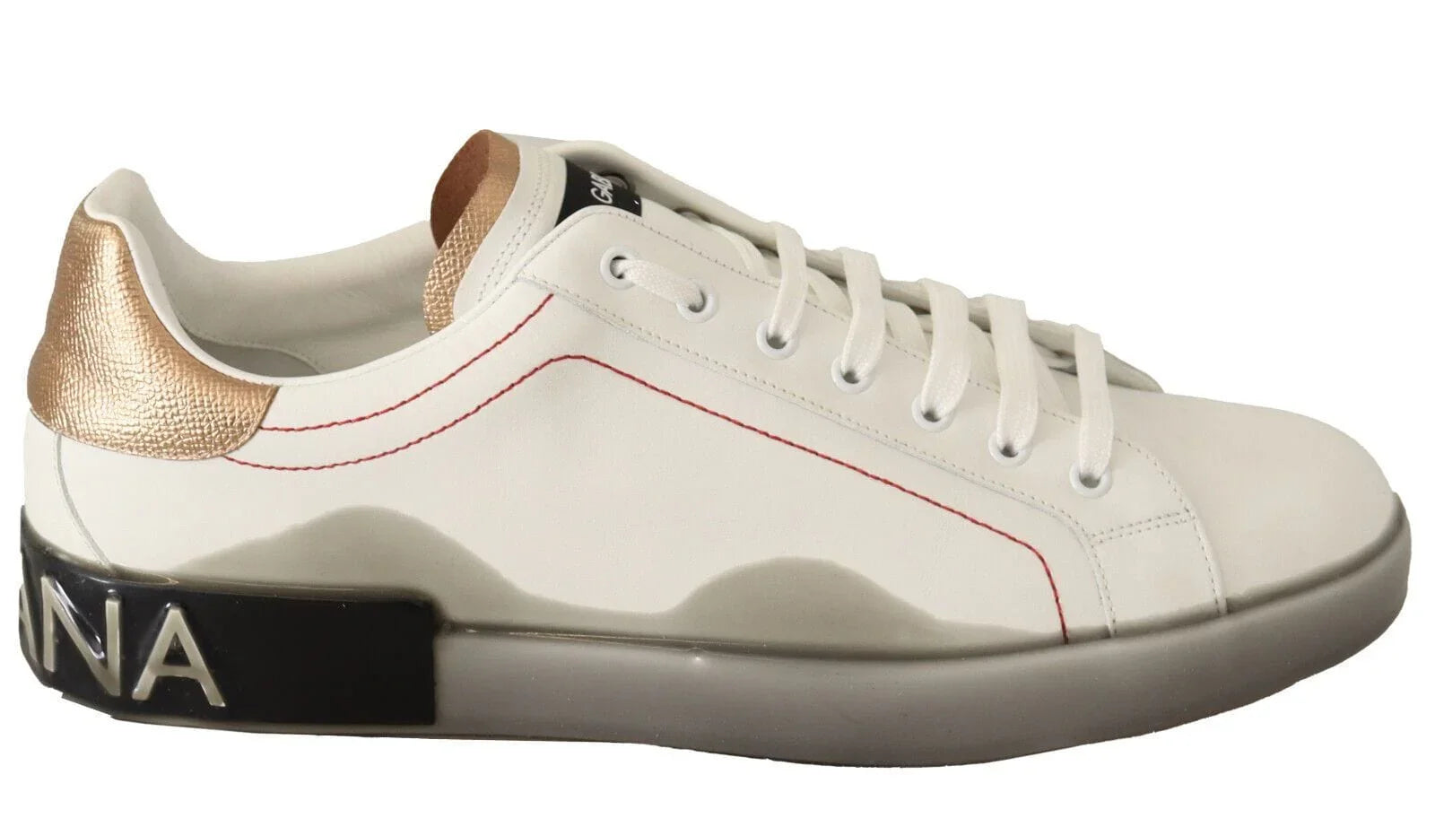 Dolce & Gabbana Sneakers Dolce & Gabbana Elegant White & Gold Leather Sneakers