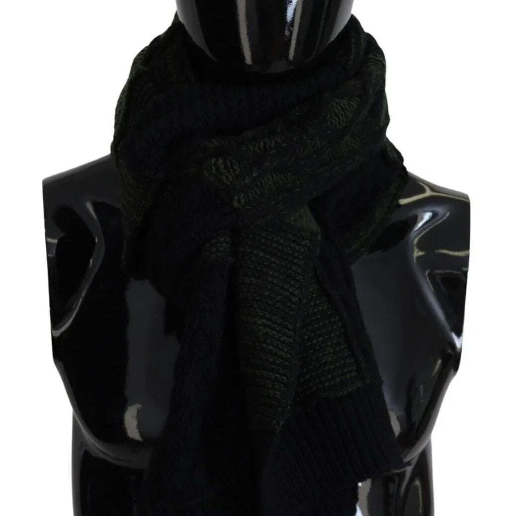 Dolce & Gabbana Scarves Dolce & Gabbana Elegant Wool Scarf in Black & Green