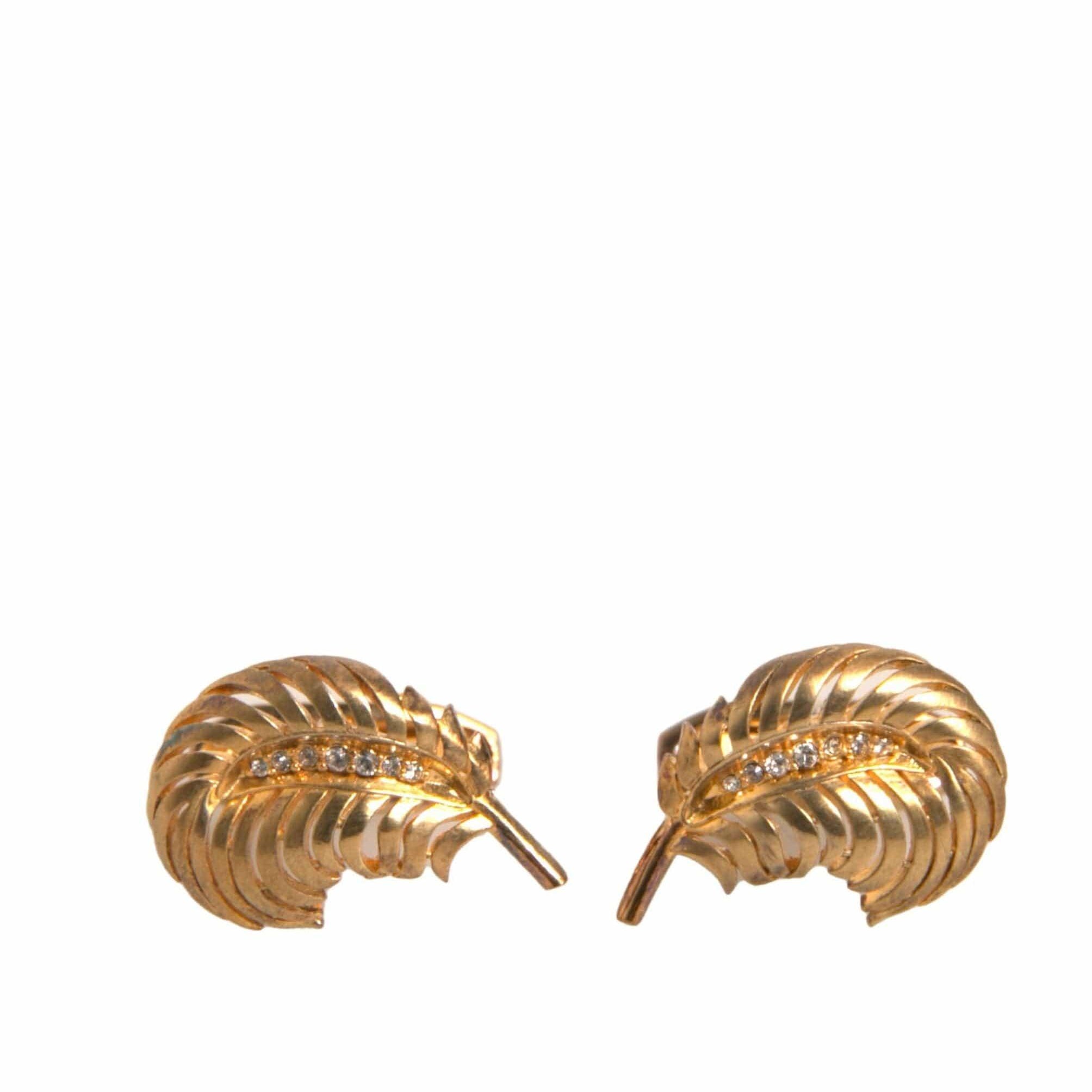 Dolce & Gabbana Dolce & Gabbana Gold 925 Sterling Silver Crystal Leaf Cufflink