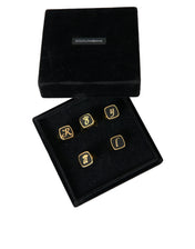 Dolce & Gabbana Rings Dolce & Gabbana Gold Brass ROYAL Enamel Set of 5 Ring