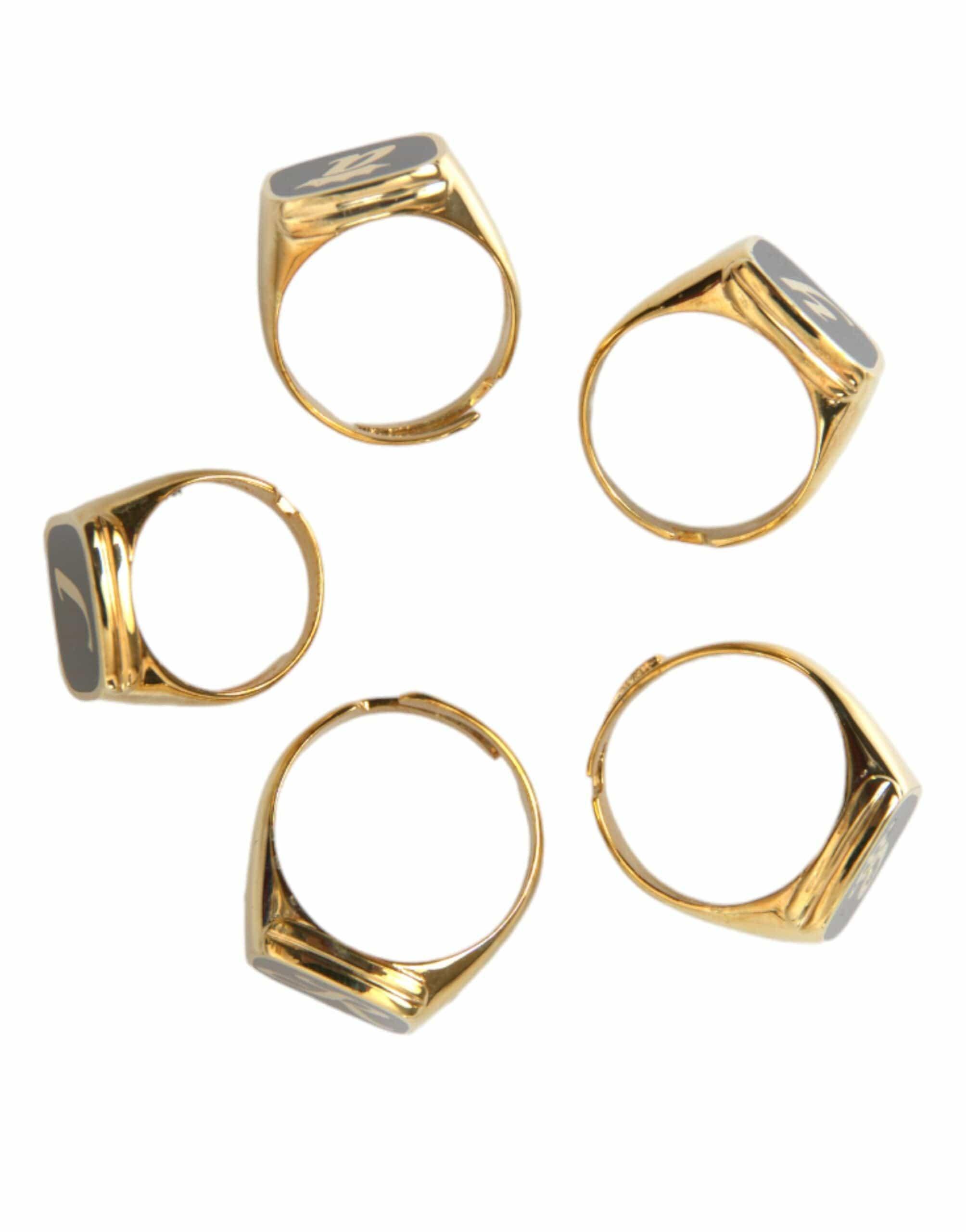 Dolce & Gabbana Rings Dolce & Gabbana Gold Brass ROYAL Enamel Set of 5 Ring