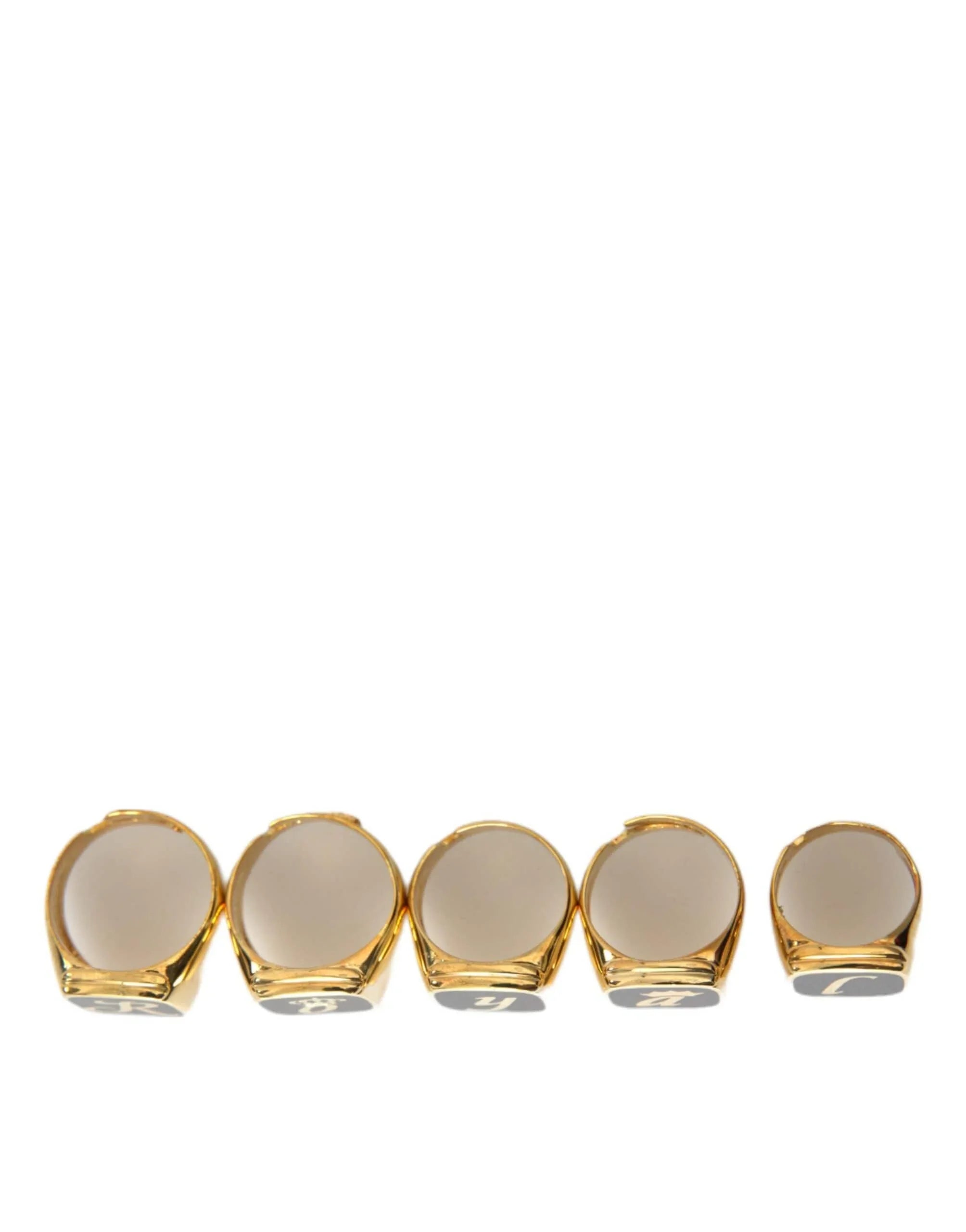 Dolce & Gabbana Rings Dolce & Gabbana Gold Brass ROYAL Enamel Set of 5 Ring