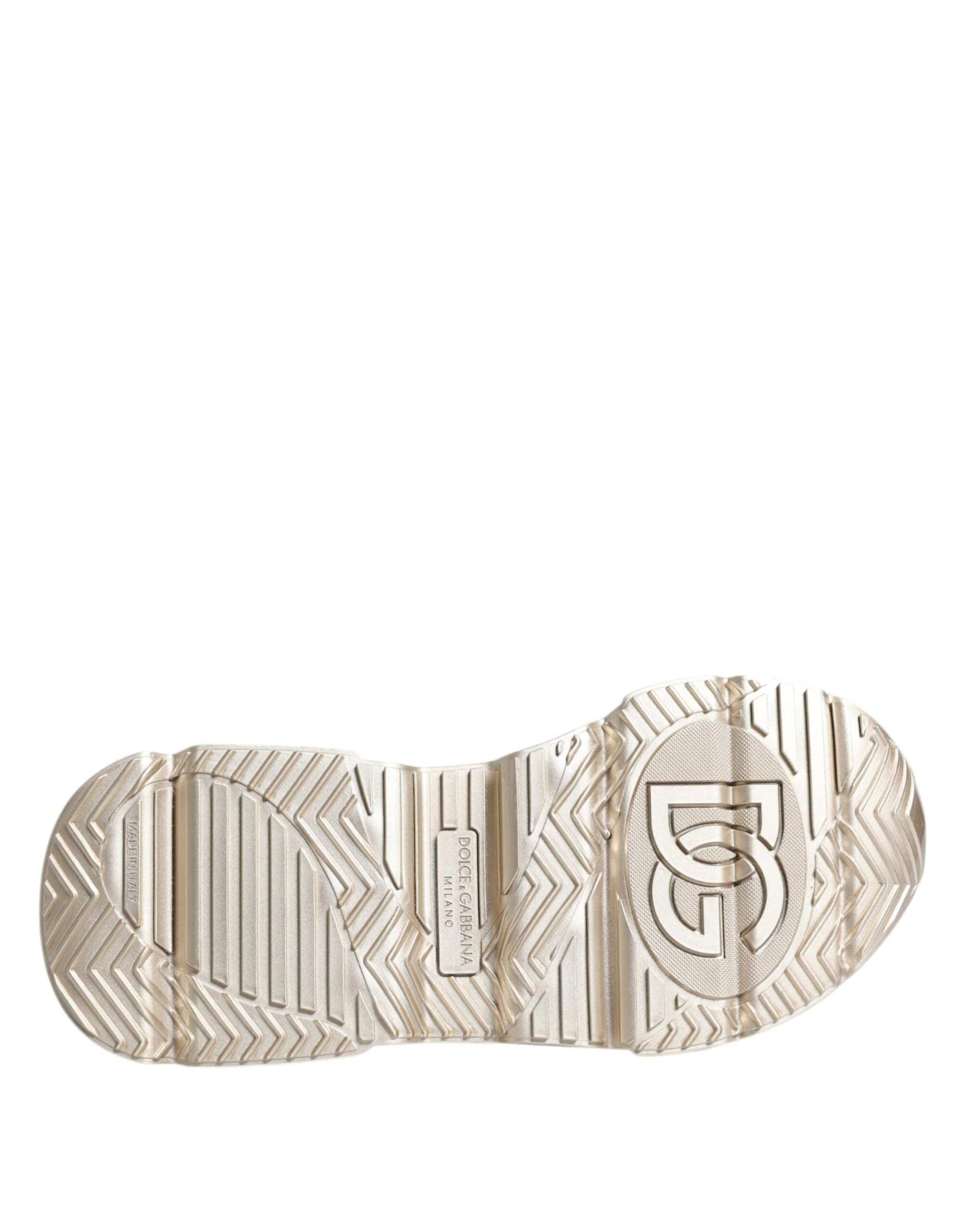 Dolce & Gabbana Sneakers Dolce & Gabbana Gold Sequin Iridiscent Daymaster Sneakers Shoes