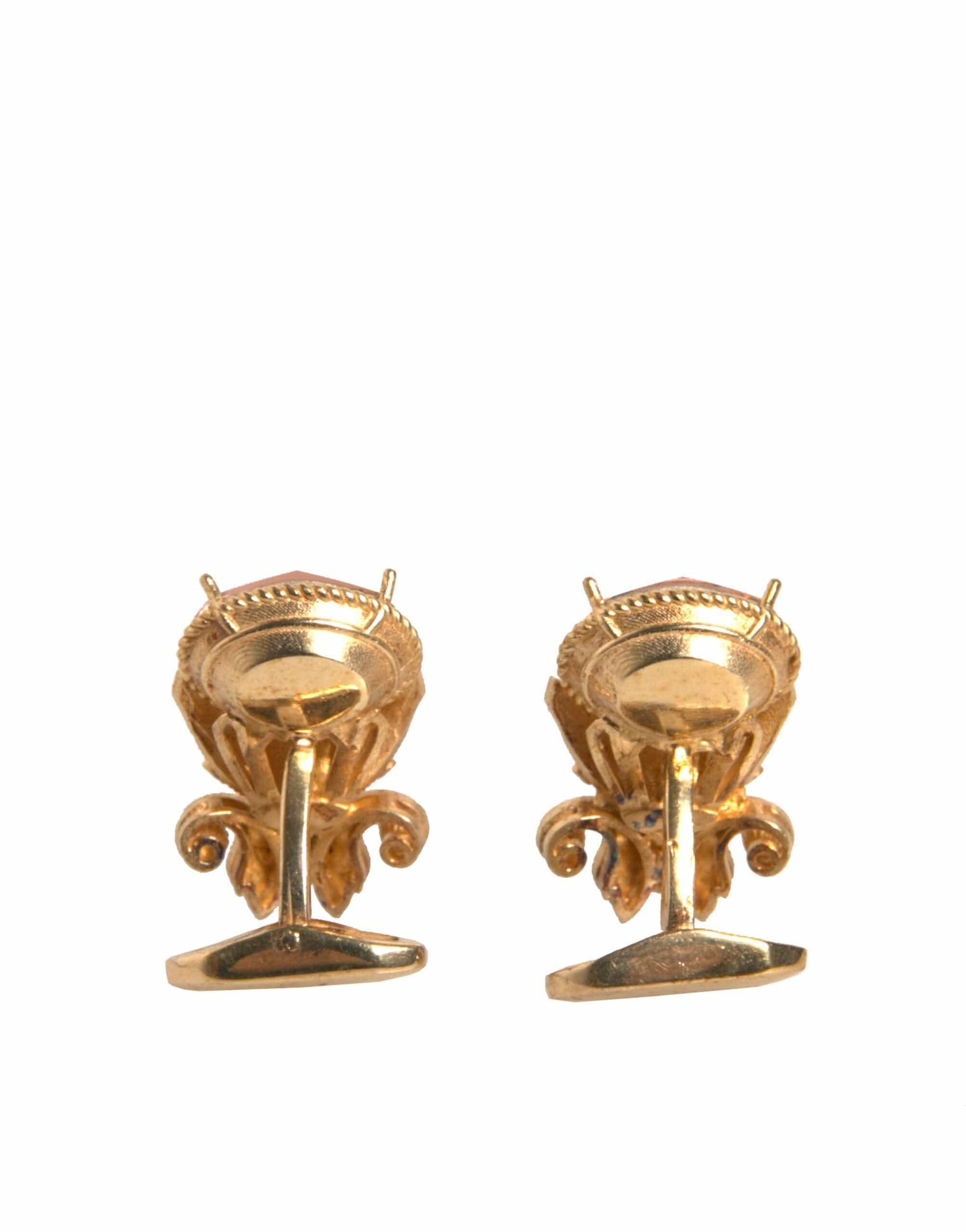 Dolce & Gabbana Dolce & Gabbana Gold Tone 925 Sterling Silver Crystal Cufflink