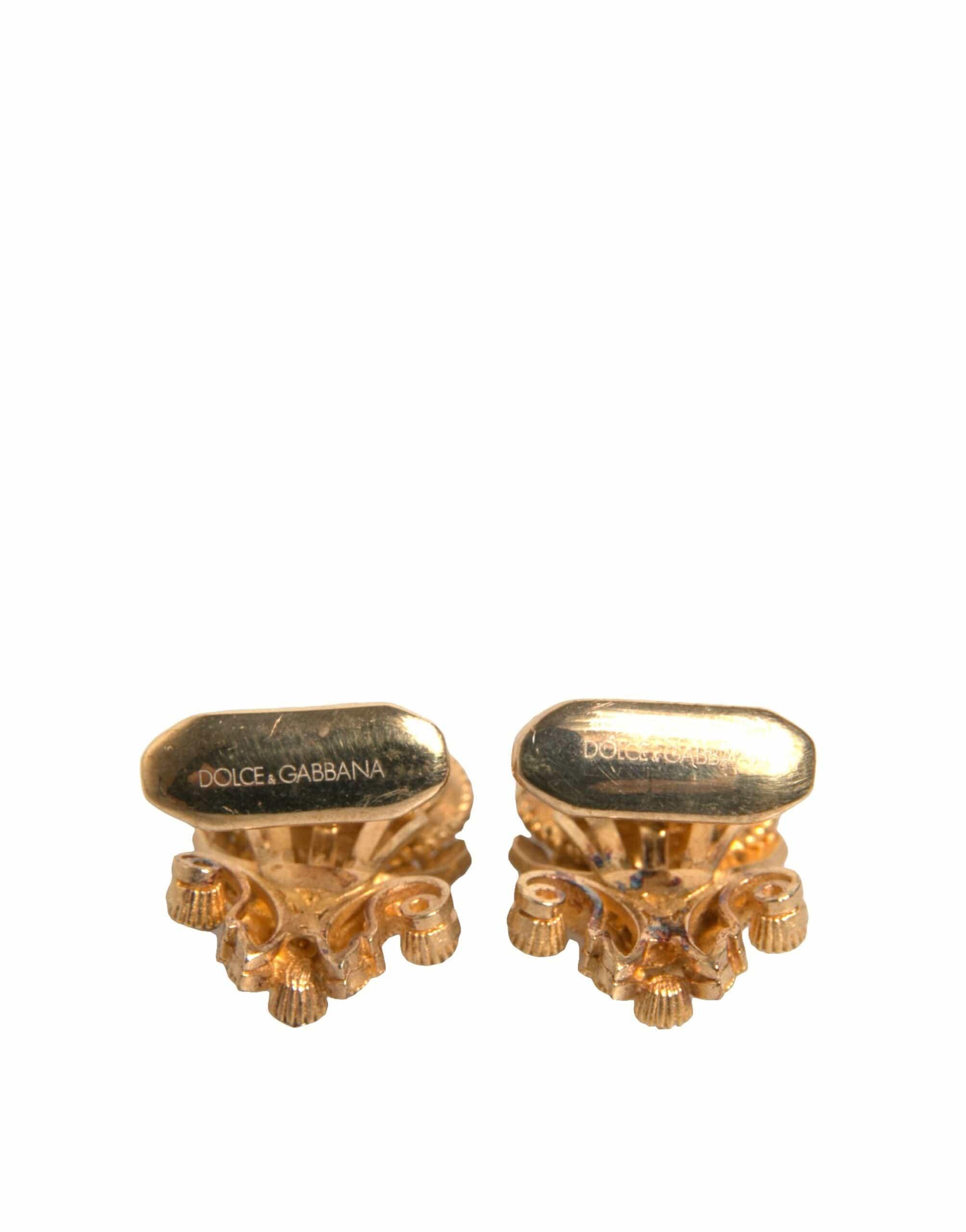 Dolce & Gabbana Dolce & Gabbana Gold Tone 925 Sterling Silver Crystal Cufflink