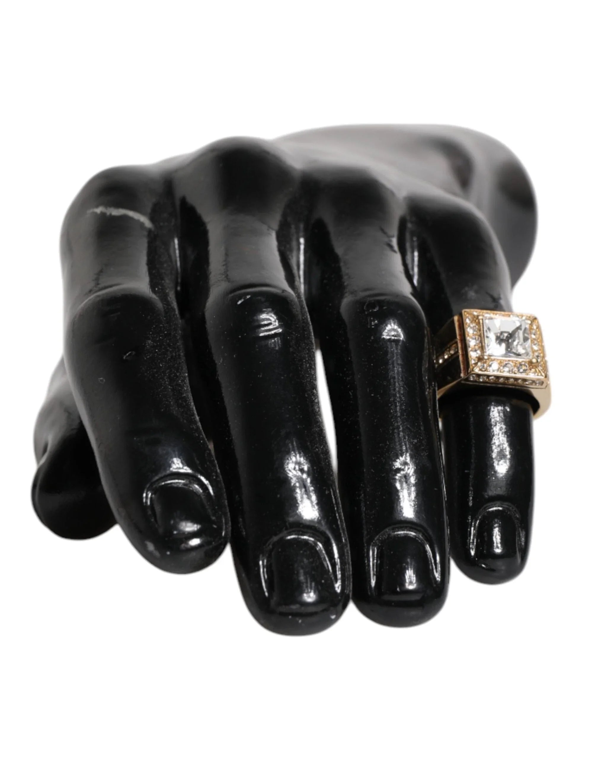 Dolce & Gabbana EU58 | US9 Dolce & Gabbana Gold Tone Sterling Silver 925 Crystals Ring