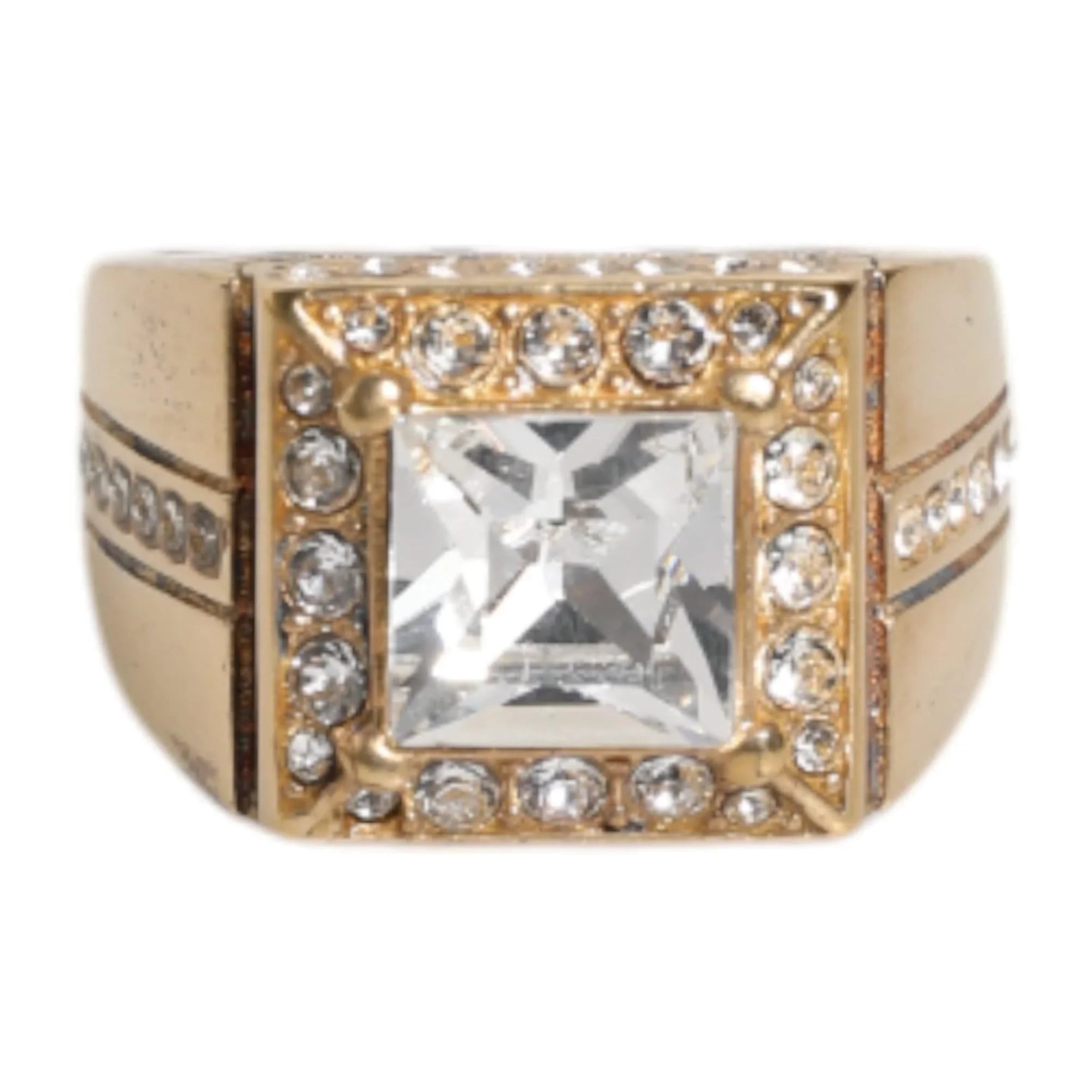 Dolce & Gabbana EU58 | US9 Dolce & Gabbana Gold Tone Sterling Silver 925 Crystals Ring