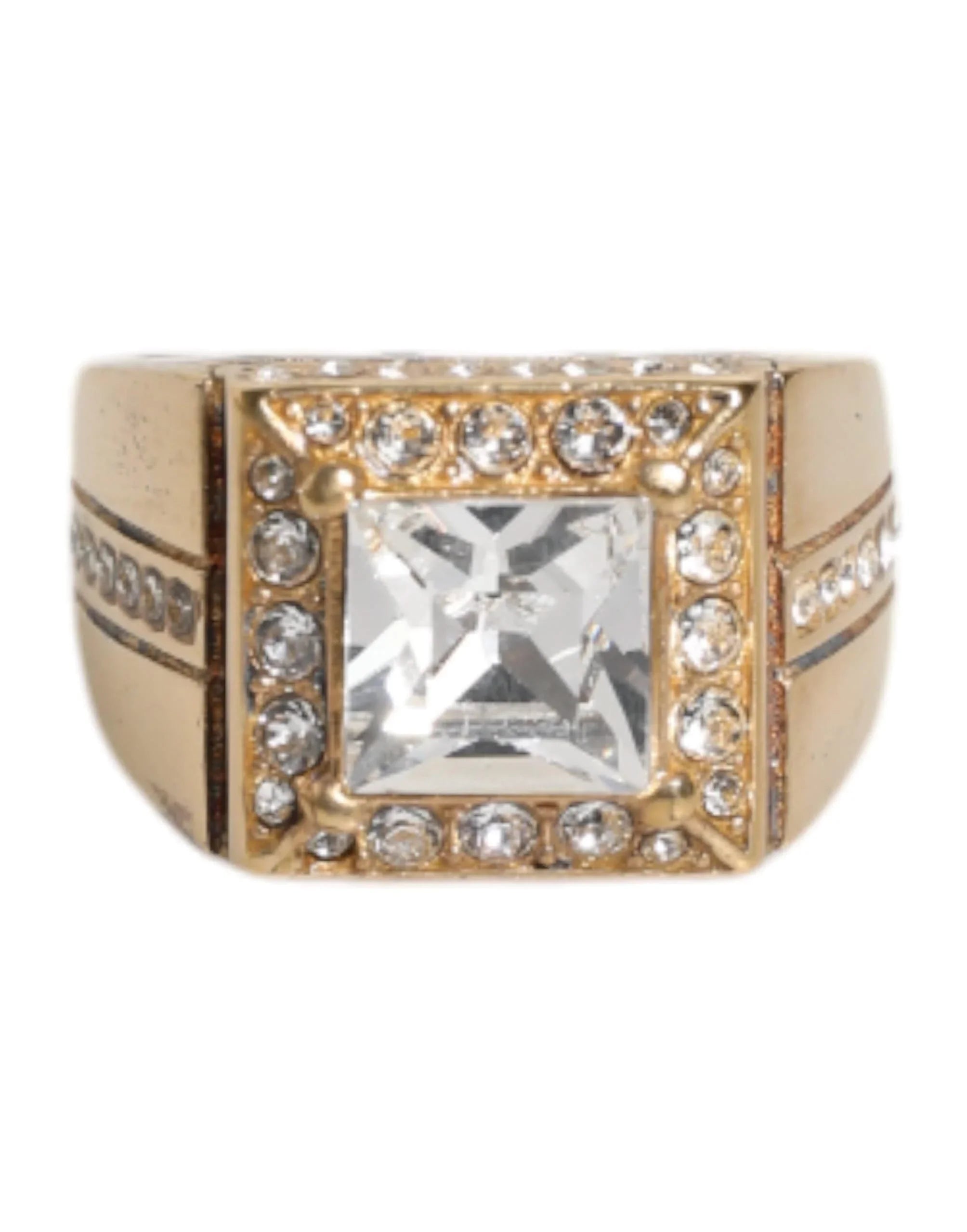Dolce & Gabbana EU58 | US9 Dolce & Gabbana Gold Tone Sterling Silver 925 Crystals Ring