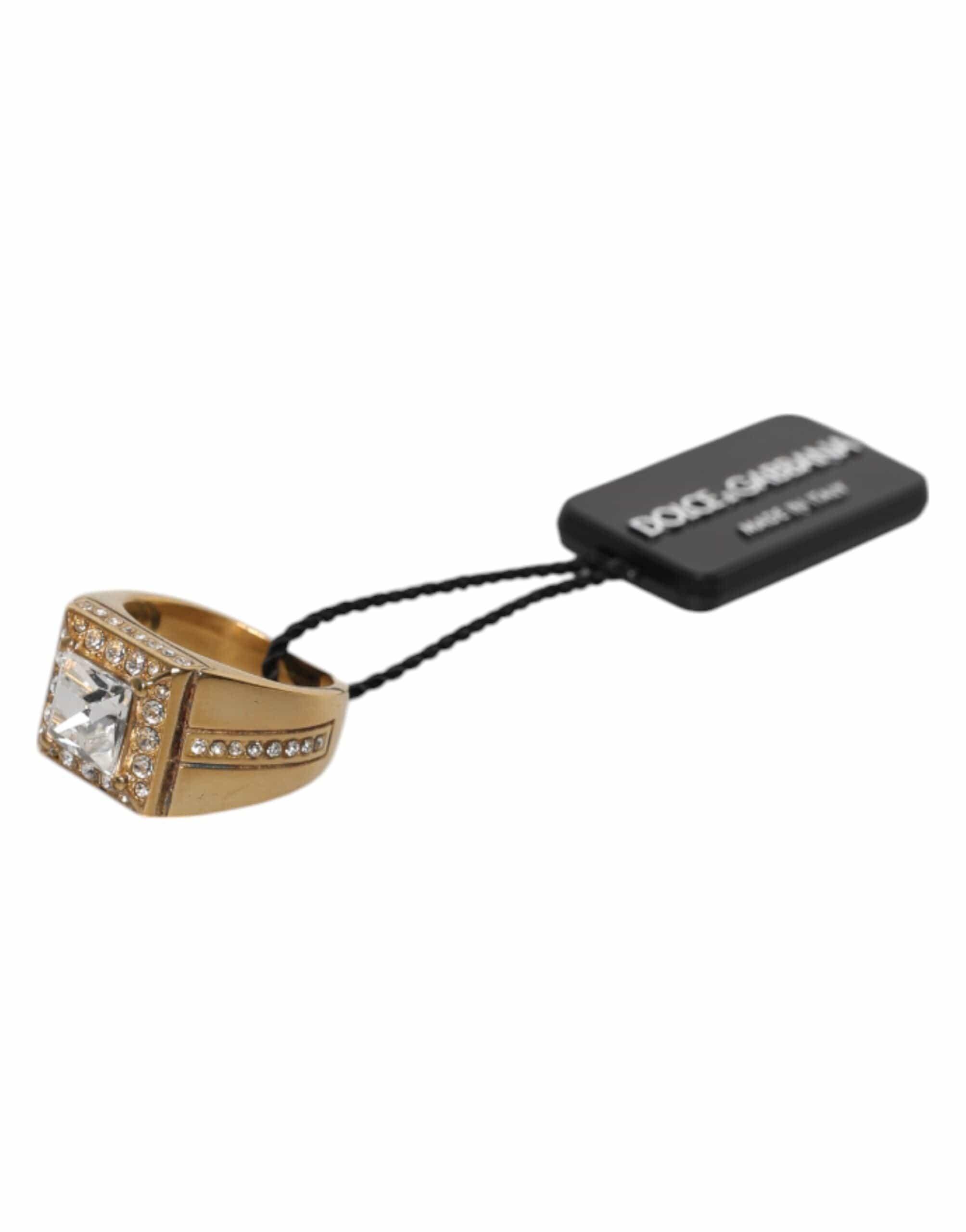 Dolce & Gabbana EU58 | US9 Dolce & Gabbana Gold Tone Sterling Silver 925 Crystals Ring