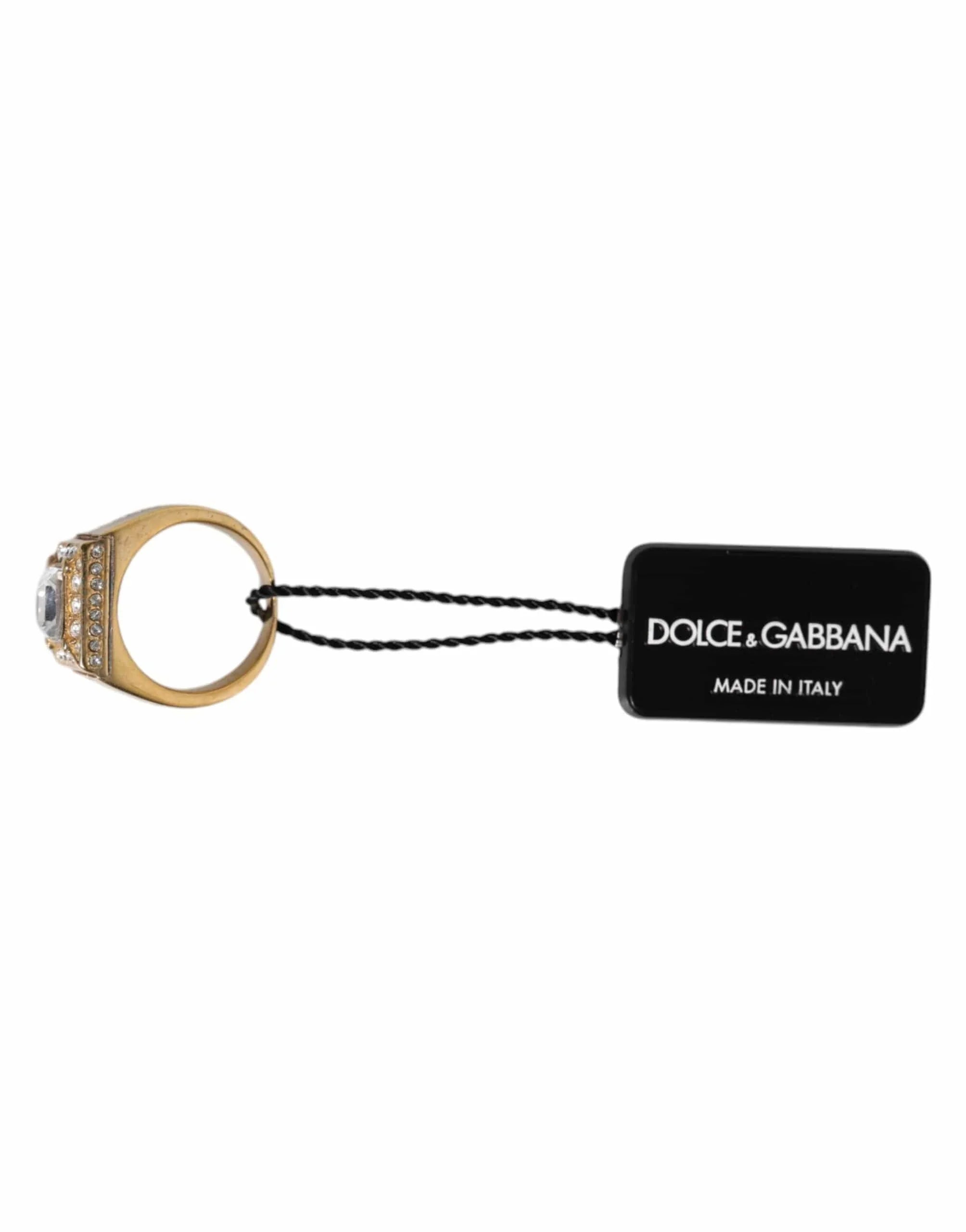 Dolce & Gabbana EU58 | US9 Dolce & Gabbana Gold Tone Sterling Silver 925 Crystals Ring