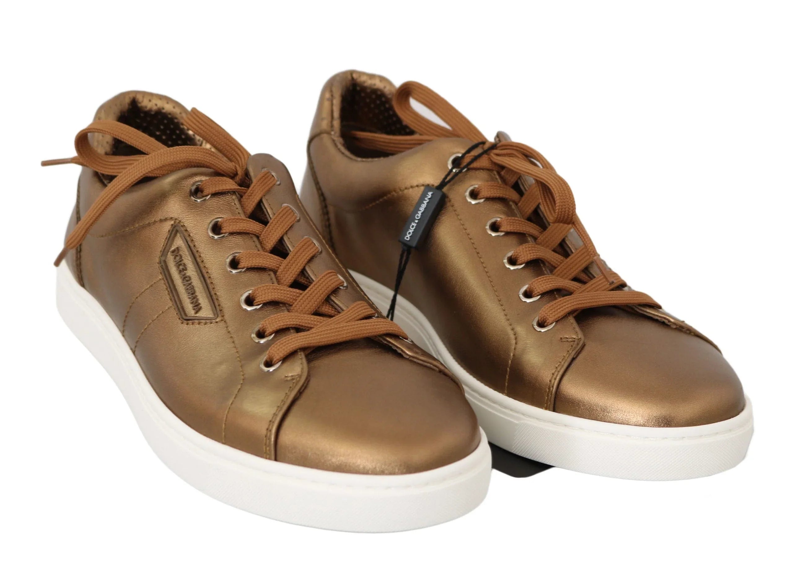 Dolce & Gabbana Sneakers EU39/US6 Dolce & Gabbana Golden Metallic Leather Sneakers