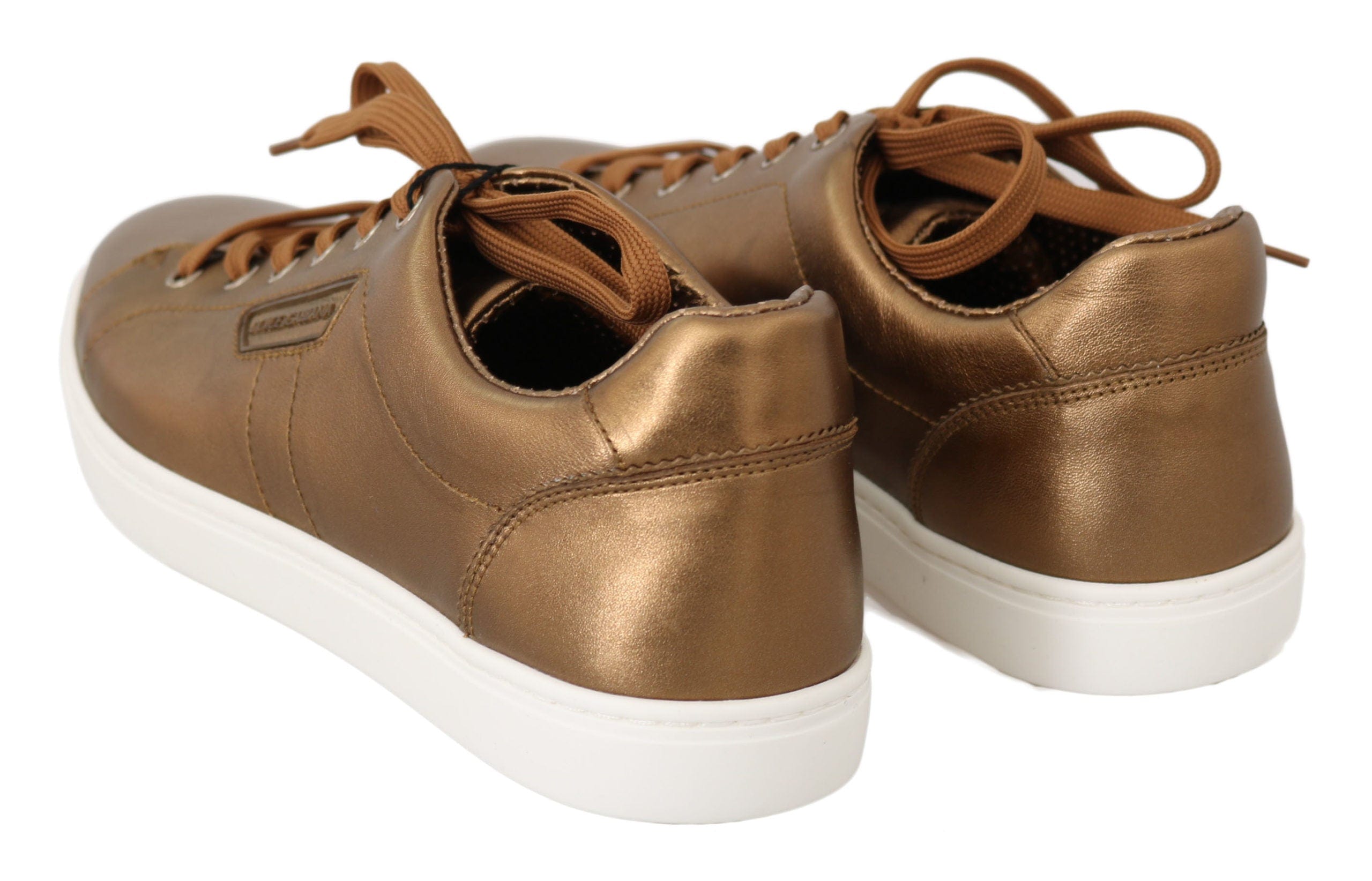 US6 Dolce & Gabbana Golden Metallic Leather Sneakers