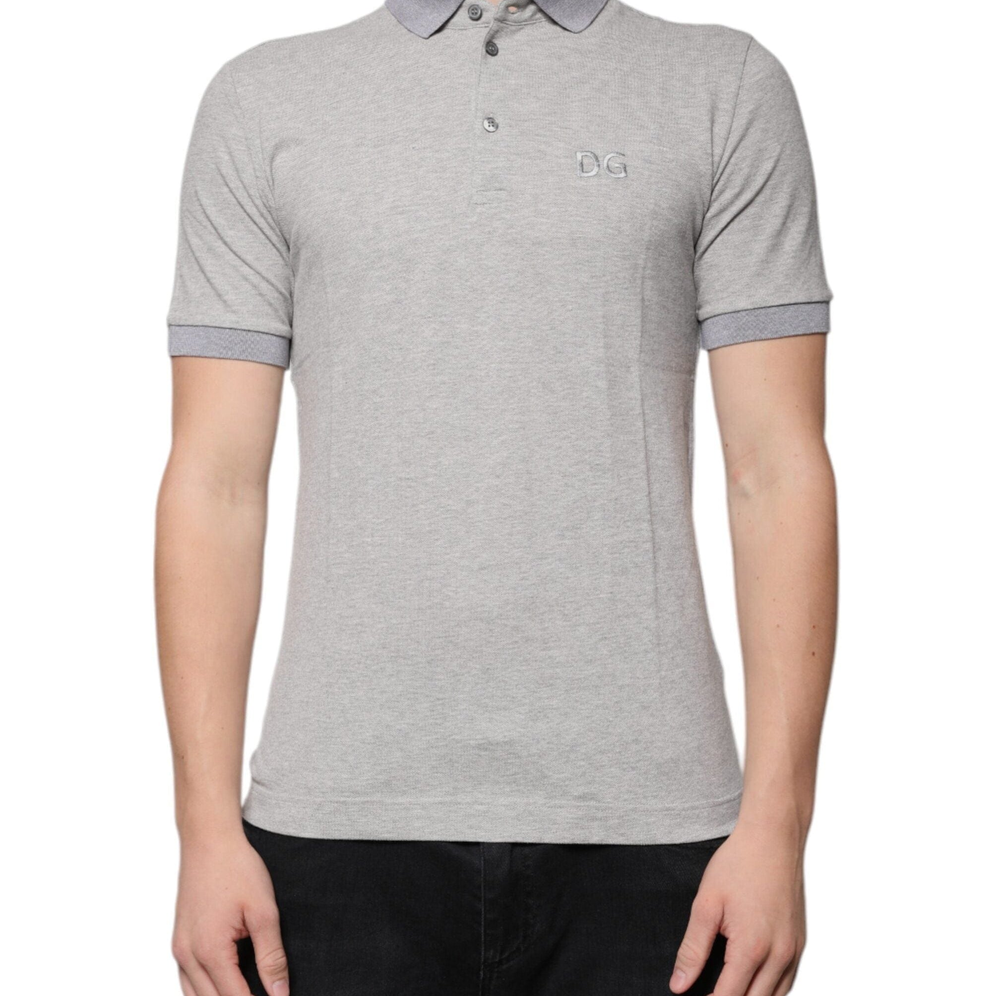 Dolce & Gabbana Premium Polos IT46 | S Dolce & Gabbana Gray Collared Short Sleeves Men Polo T-shirt