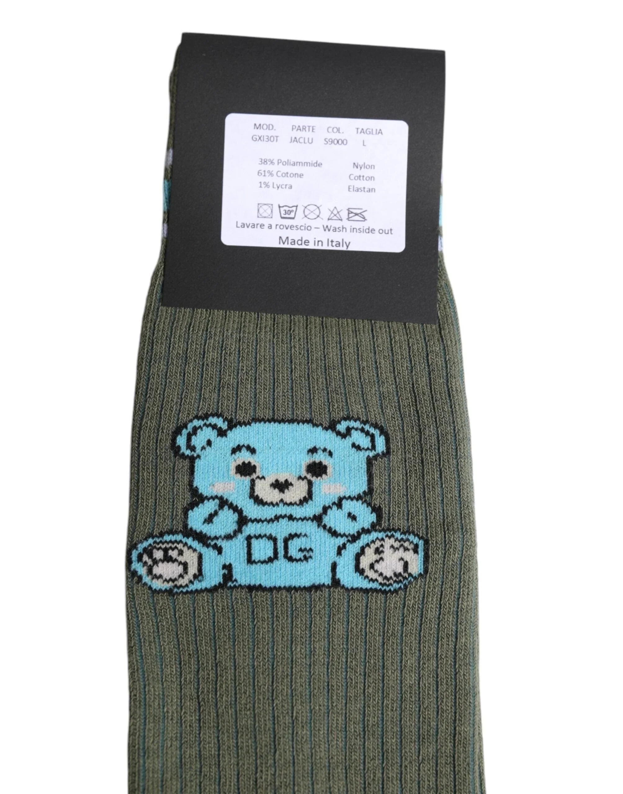 Dolce & Gabbana L Dolce & Gabbana Gray Cotton DG Bear Mid Calf Socks