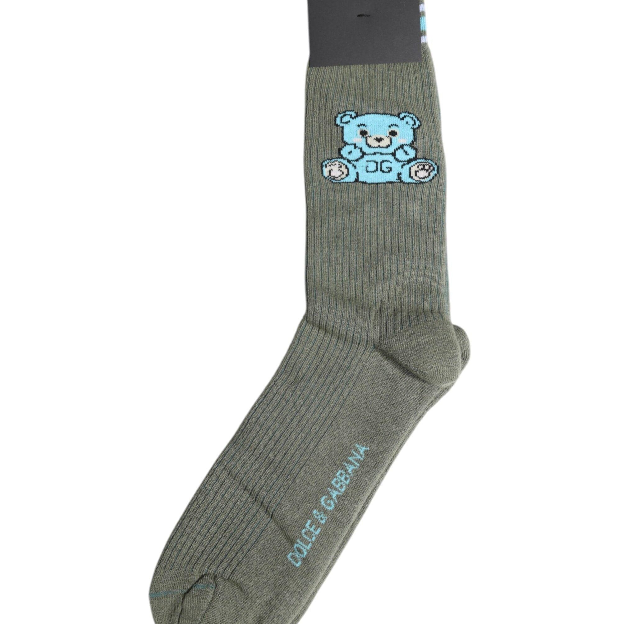 Dolce & Gabbana L Dolce & Gabbana Gray Cotton DG Bear Mid Calf Socks