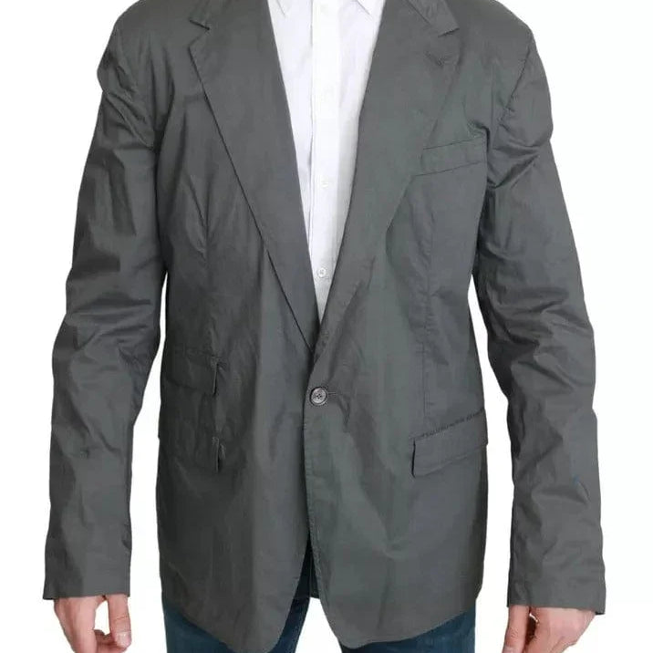 Dolce & Gabbana Blazers IT56 | XL Dolce & Gabbana Gray Cotton Single Breasted Formal Blazer