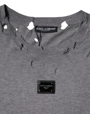 Dolce & Gabbana T-Shirts IT54 | XL Dolce & Gabbana Gray Logo Crew Neck Short Sleeves T-shirt