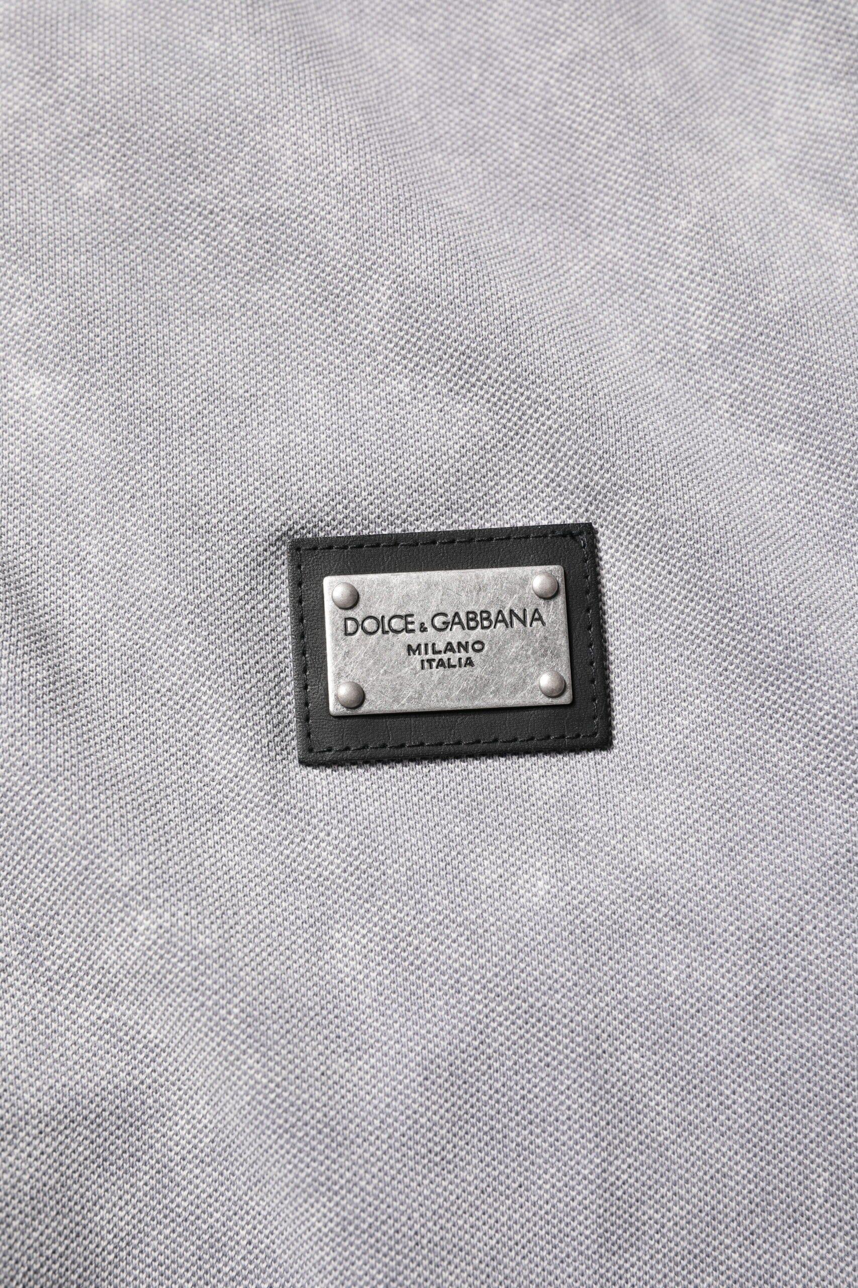Dolce & Gabbana Premium Polos IT46 | S Dolce & Gabbana Gray Logo Plaque Cotton Men Polo Shirt T-shirt