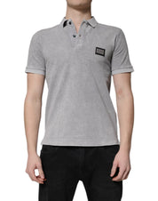 Dolce & Gabbana Premium Polos IT46 | S Dolce & Gabbana Gray Logo Plaque Cotton Men Polo Shirt T-shirt