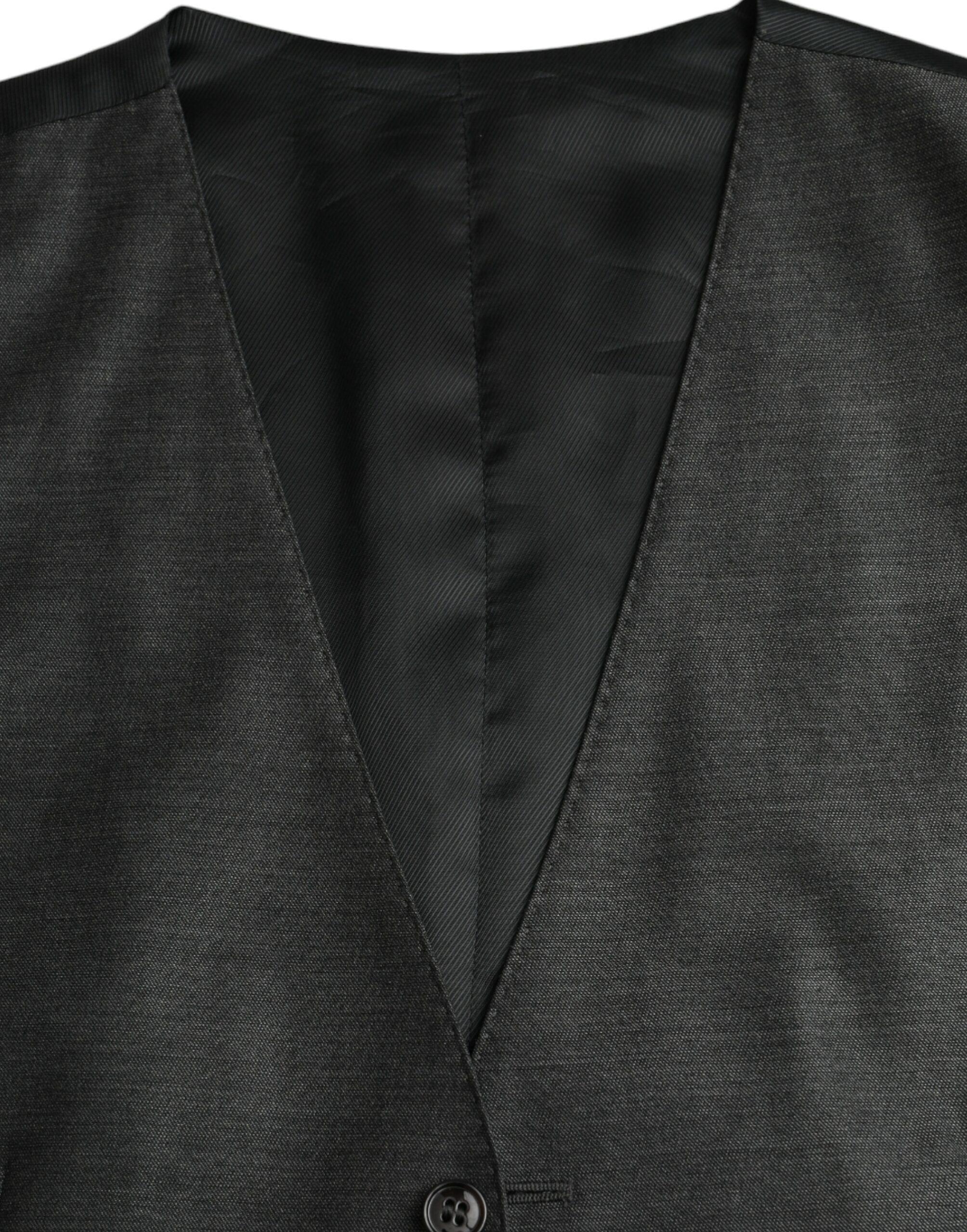 Dolce & Gabbana Vests IT48 | M Dolce & Gabbana Gray Wool Formal Dress Waistcoat Vest