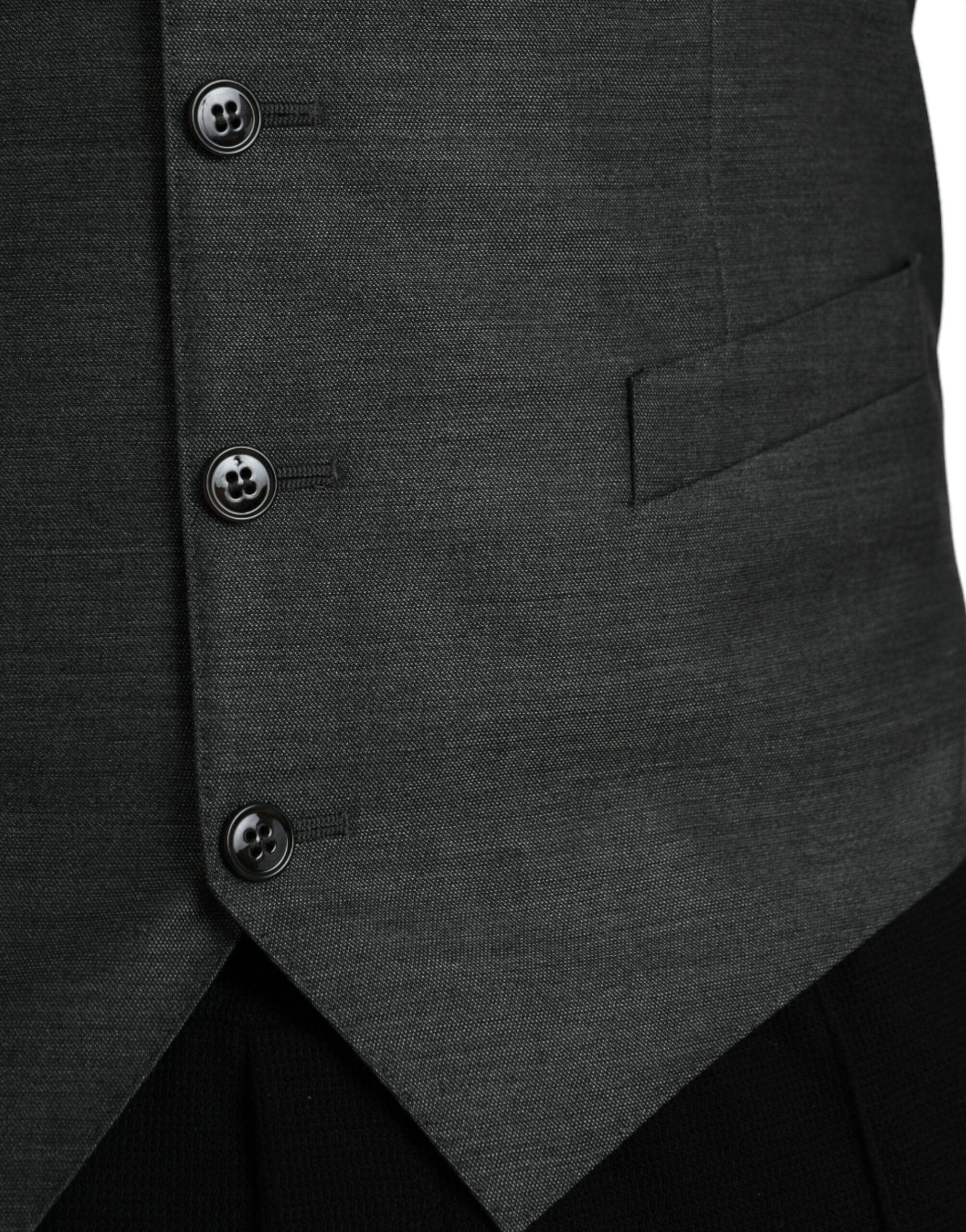 Dolce & Gabbana Vests IT48 | M Dolce & Gabbana Gray Wool Formal Dress Waistcoat Vest