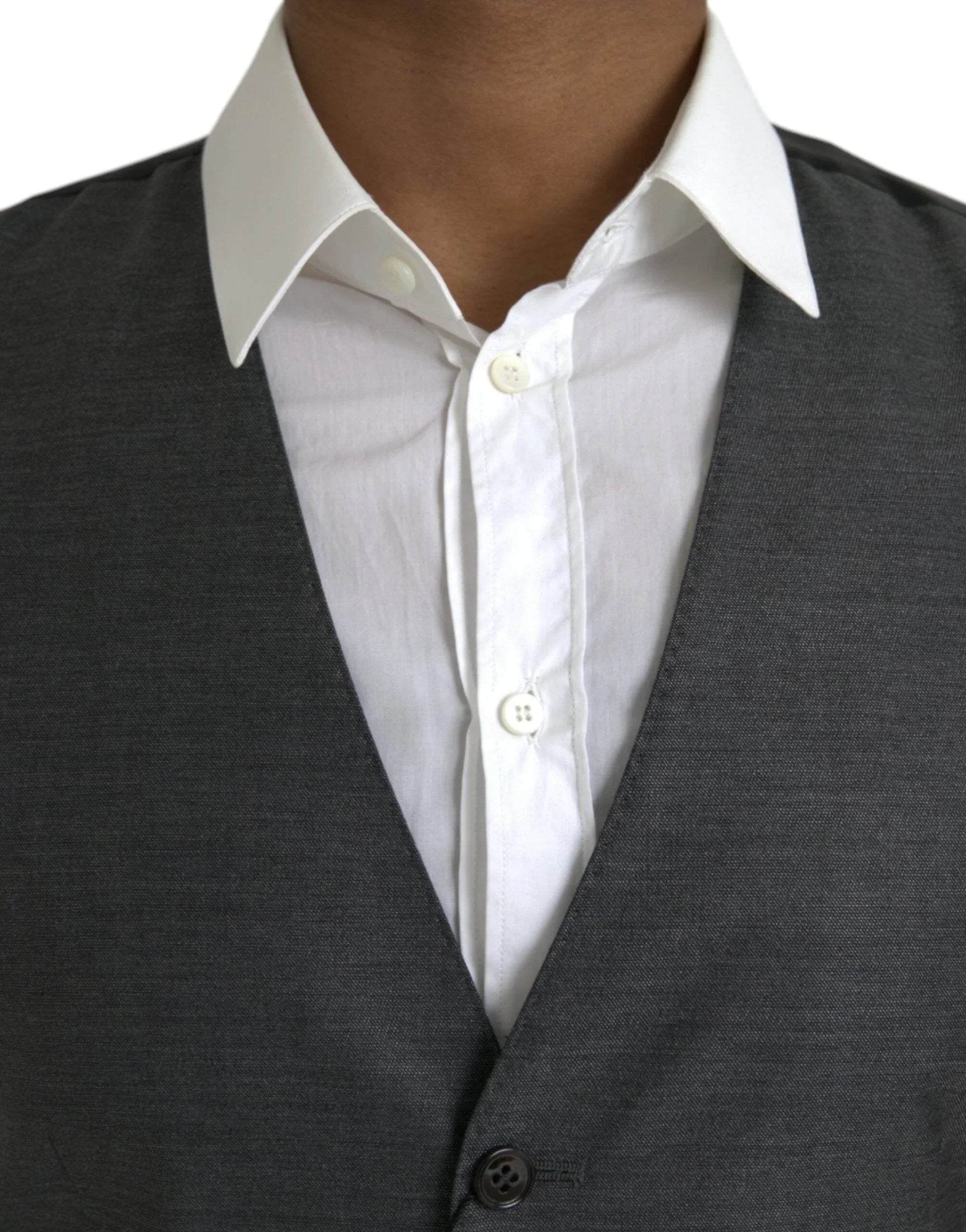 Dolce & Gabbana Vests IT48 | M Dolce & Gabbana Gray Wool Formal Dress Waistcoat Vest