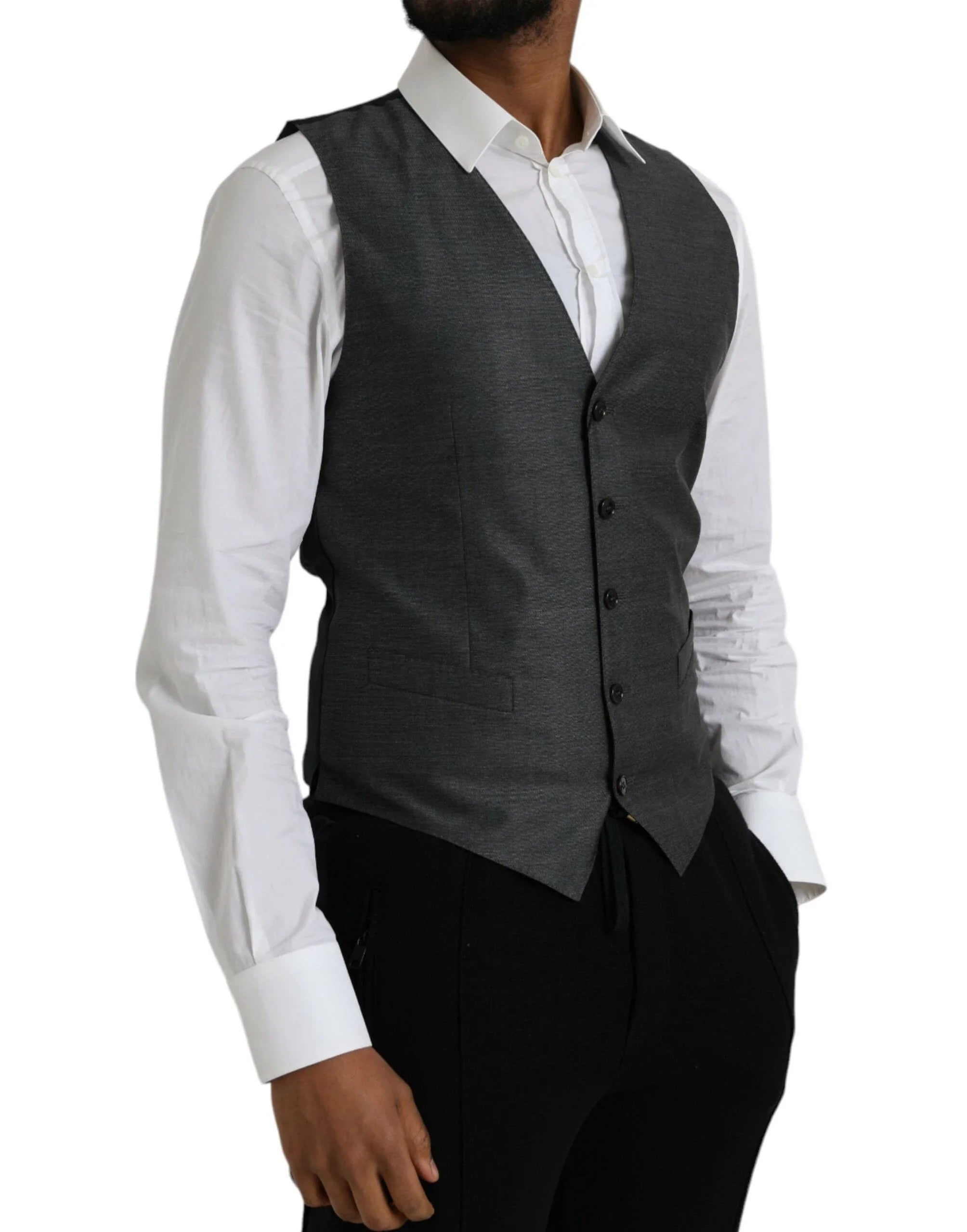 Dolce & Gabbana Vests IT48 | M Dolce & Gabbana Gray Wool Formal Dress Waistcoat Vest