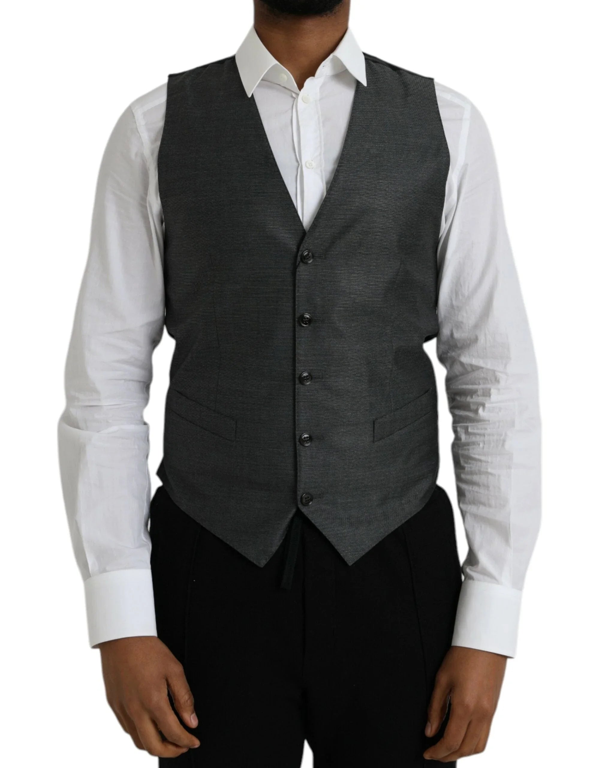 Dolce & Gabbana Vests IT48 | M Dolce & Gabbana Gray Wool Formal Dress Waistcoat Vest
