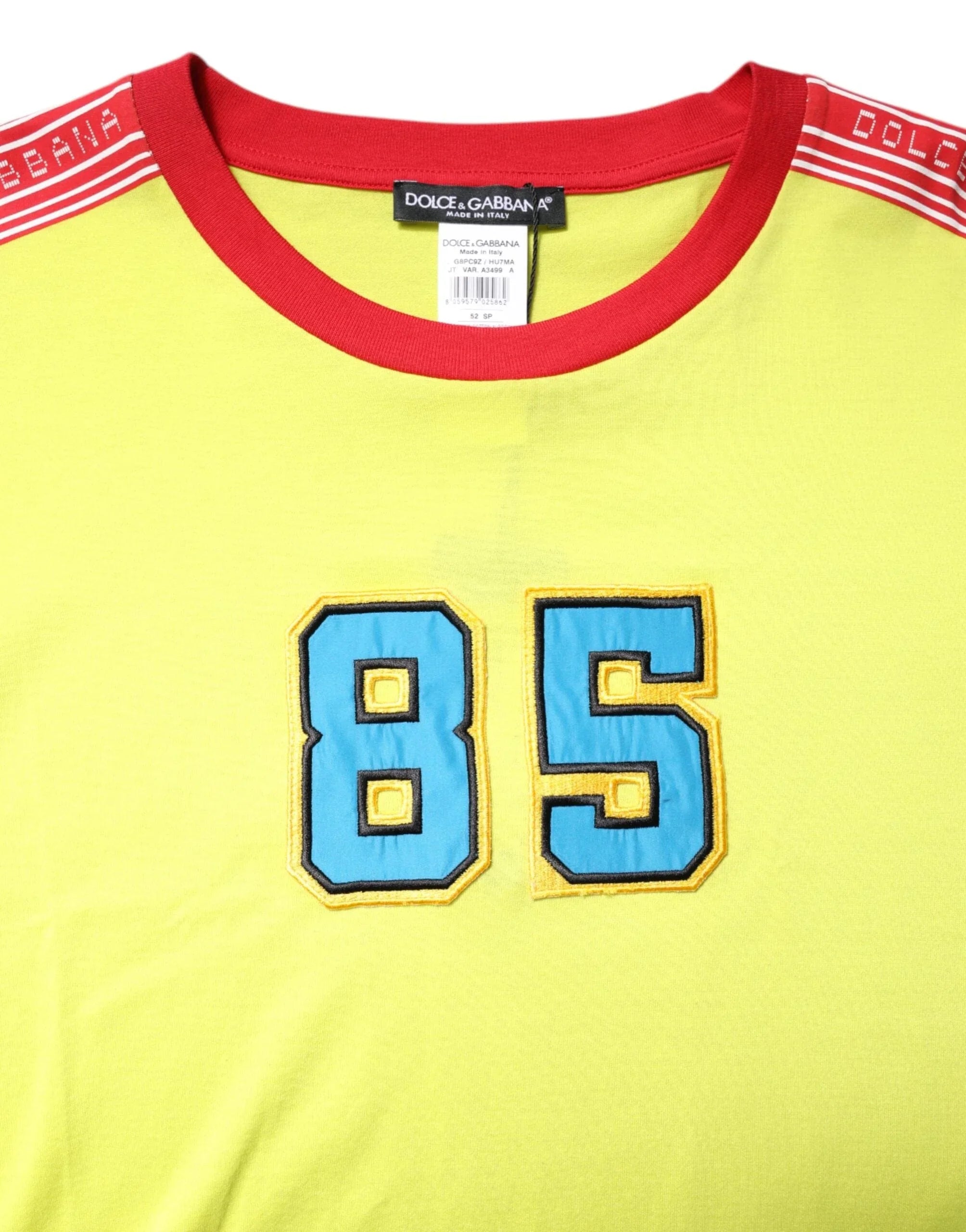 Dolce & Gabbana T-Shirts IT52 | XL Dolce & Gabbana Green Cotton 85 Patch Crew Neck T-shirt