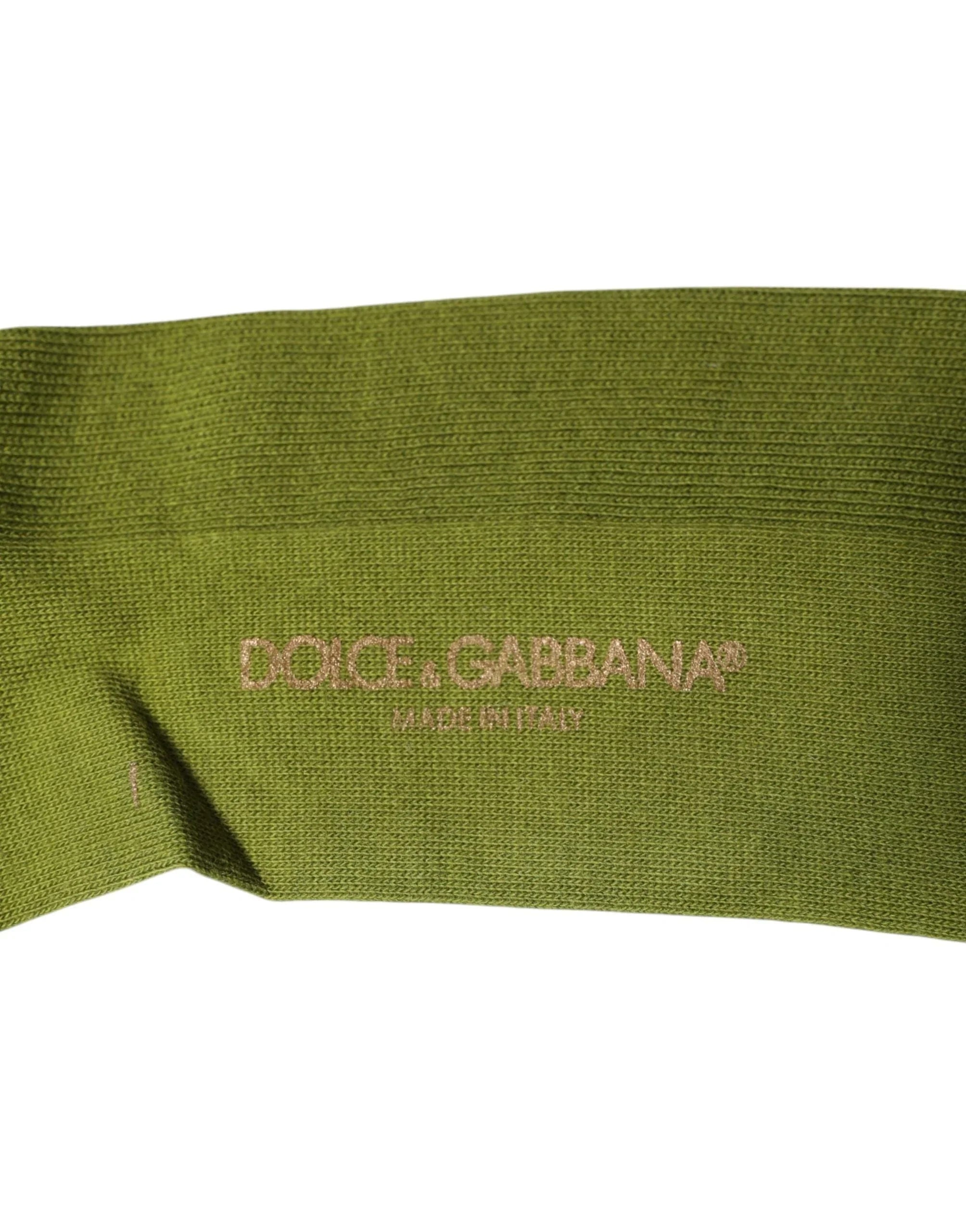 Dolce & Gabbana L Dolce & Gabbana Green Cotton Logo Over The Calf Socks