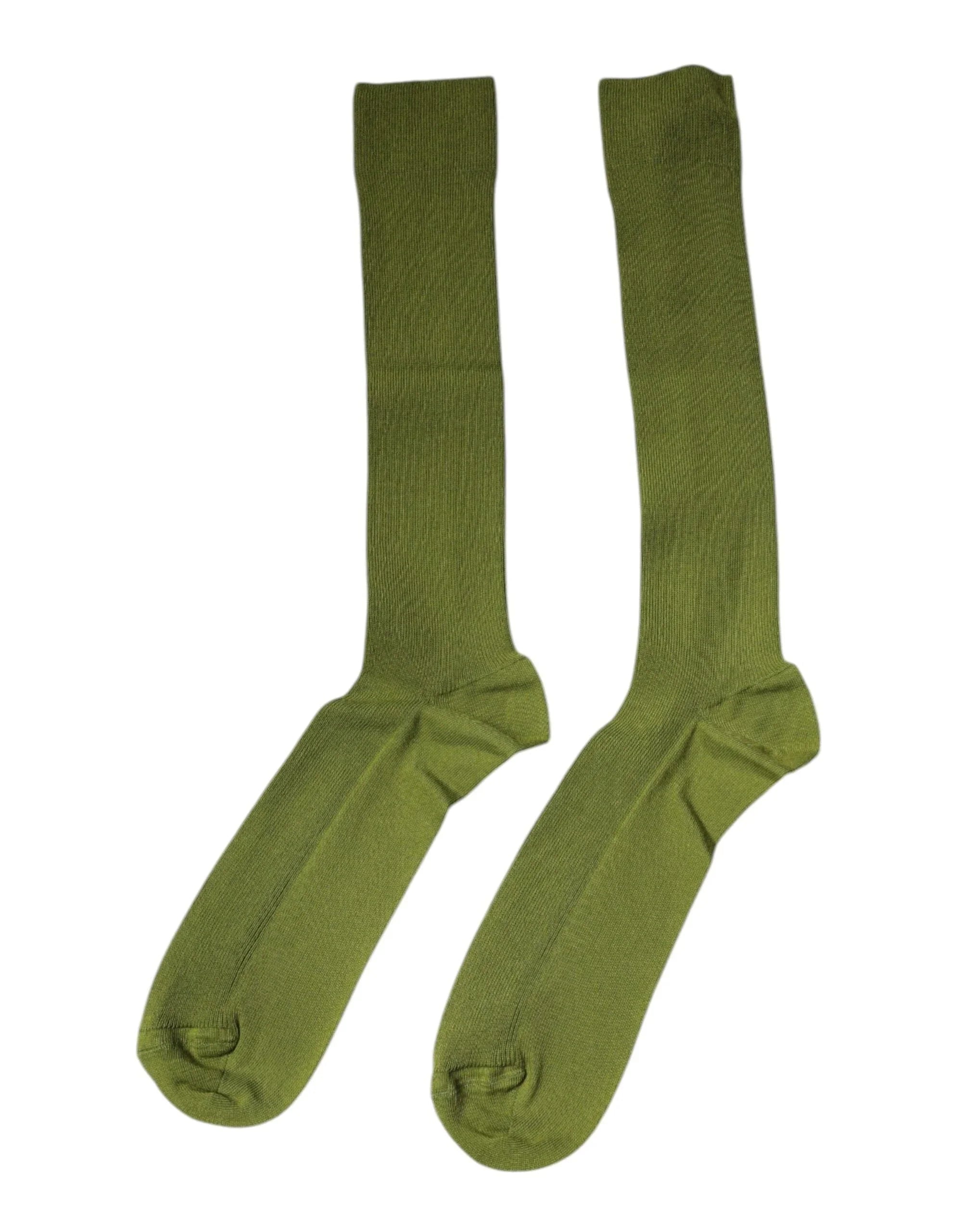 Dolce & Gabbana L Dolce & Gabbana Green Cotton Logo Over The Calf Socks