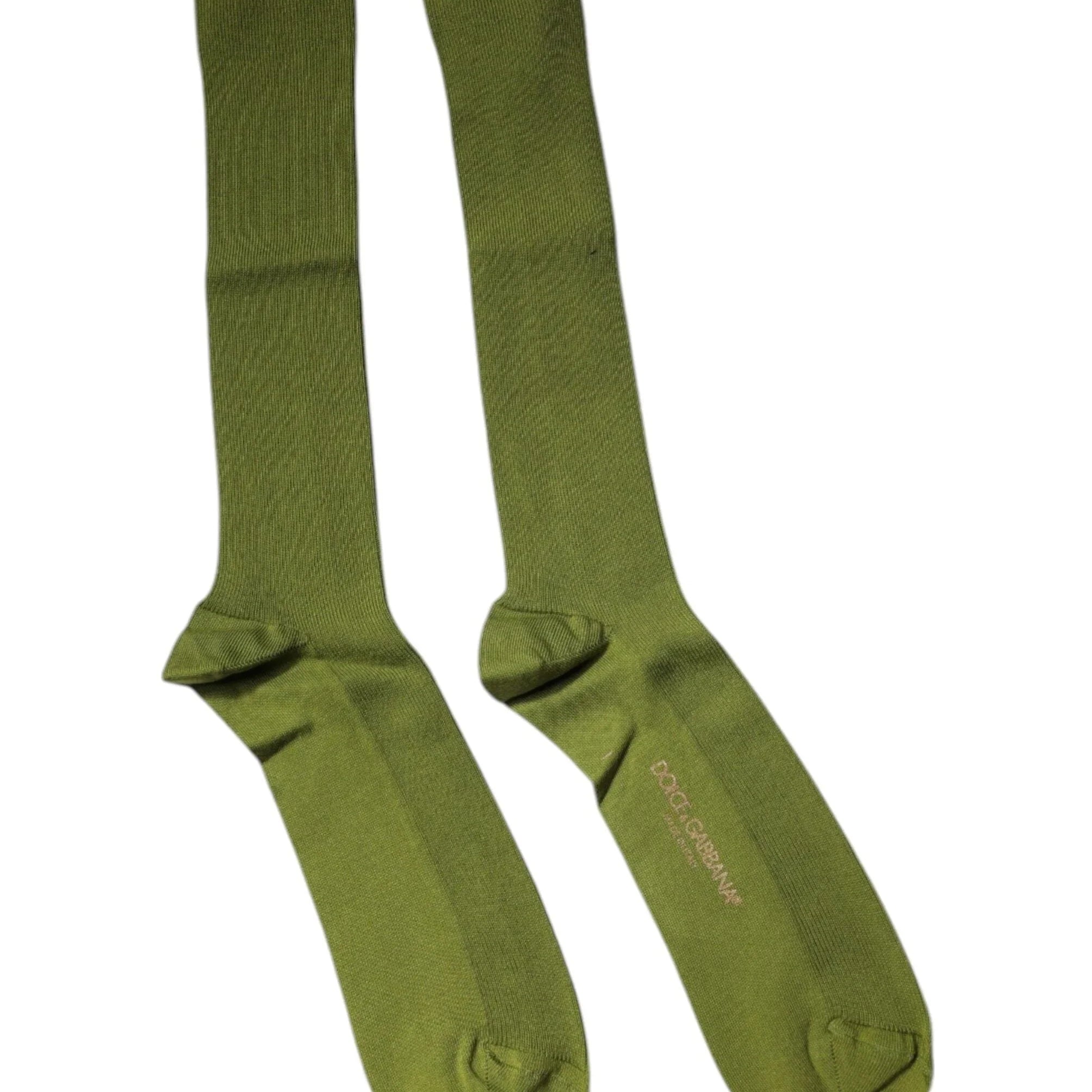 Dolce & Gabbana L Dolce & Gabbana Green Cotton Logo Over The Calf Socks