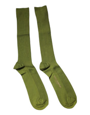 Dolce & Gabbana L Dolce & Gabbana Green Cotton Logo Over The Calf Socks