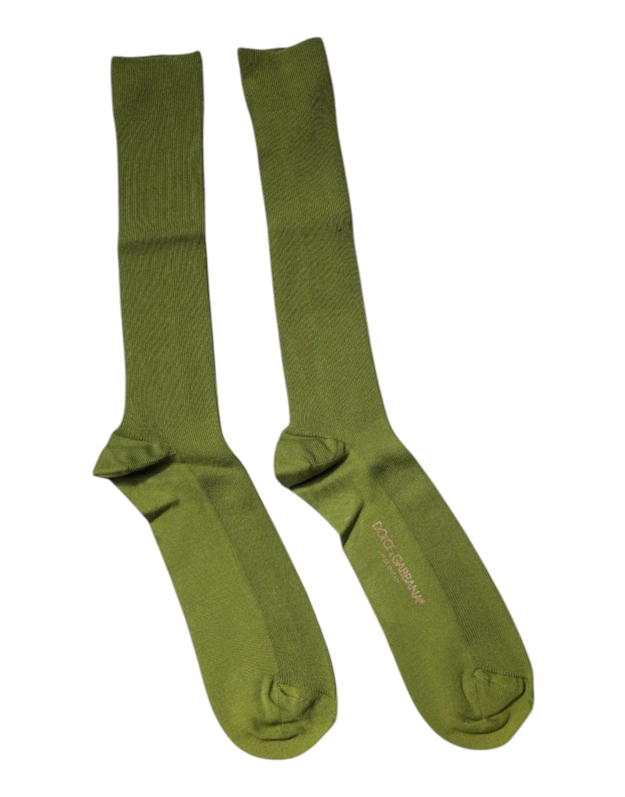 Dolce & Gabbana L Dolce & Gabbana Green Cotton Logo Over The Calf Socks