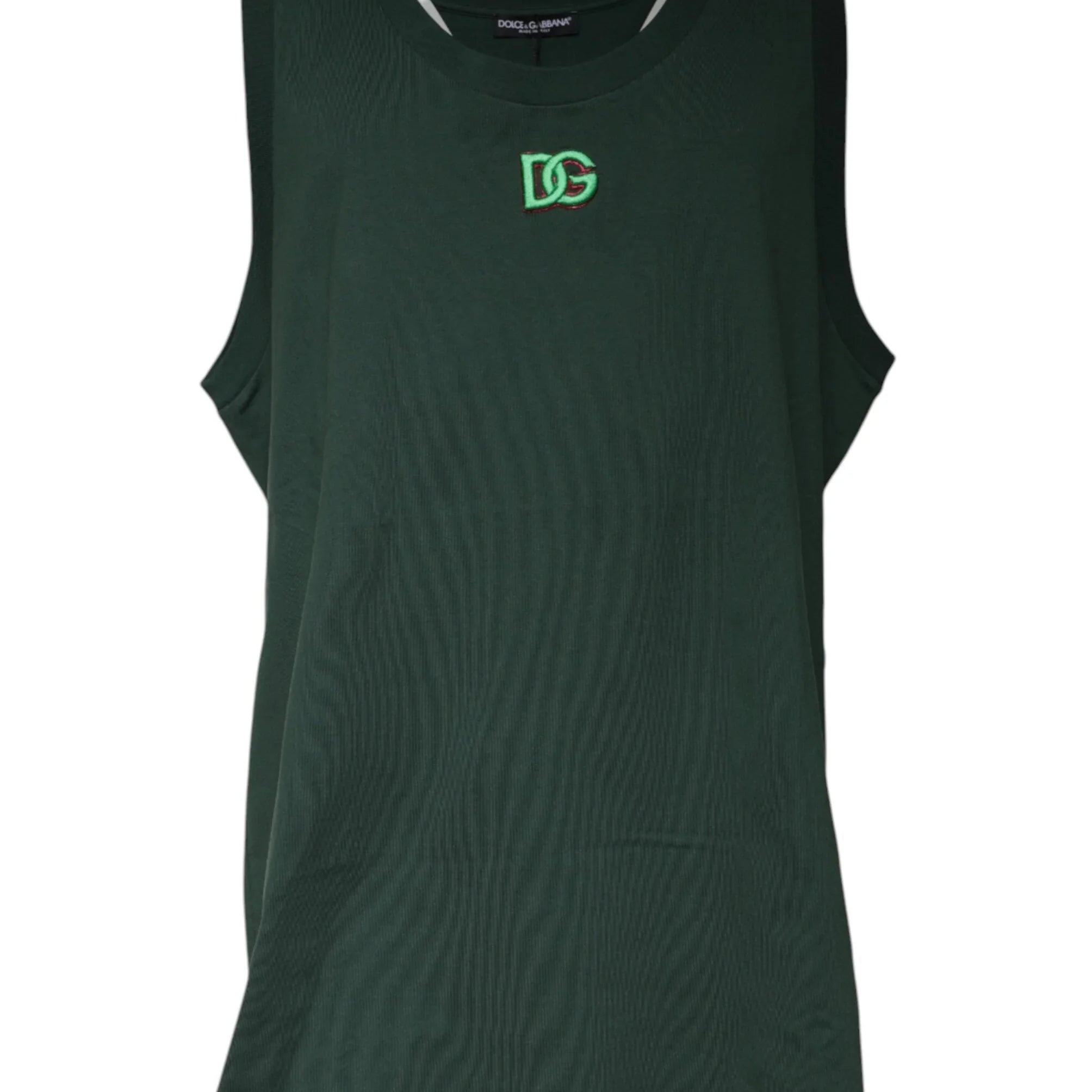 Dolce & Gabbana T-Shirts IT52 | XL Dolce & Gabbana Green DG Sleeveless Round Neck Tank T-shirt