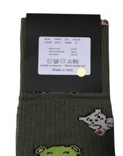 Dolce & Gabbana XL Dolce & Gabbana Green Nylon DG Bear Printed Mid Calf Socks