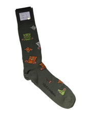 Dolce & Gabbana XL Dolce & Gabbana Green Nylon DG Bear Printed Mid Calf Socks